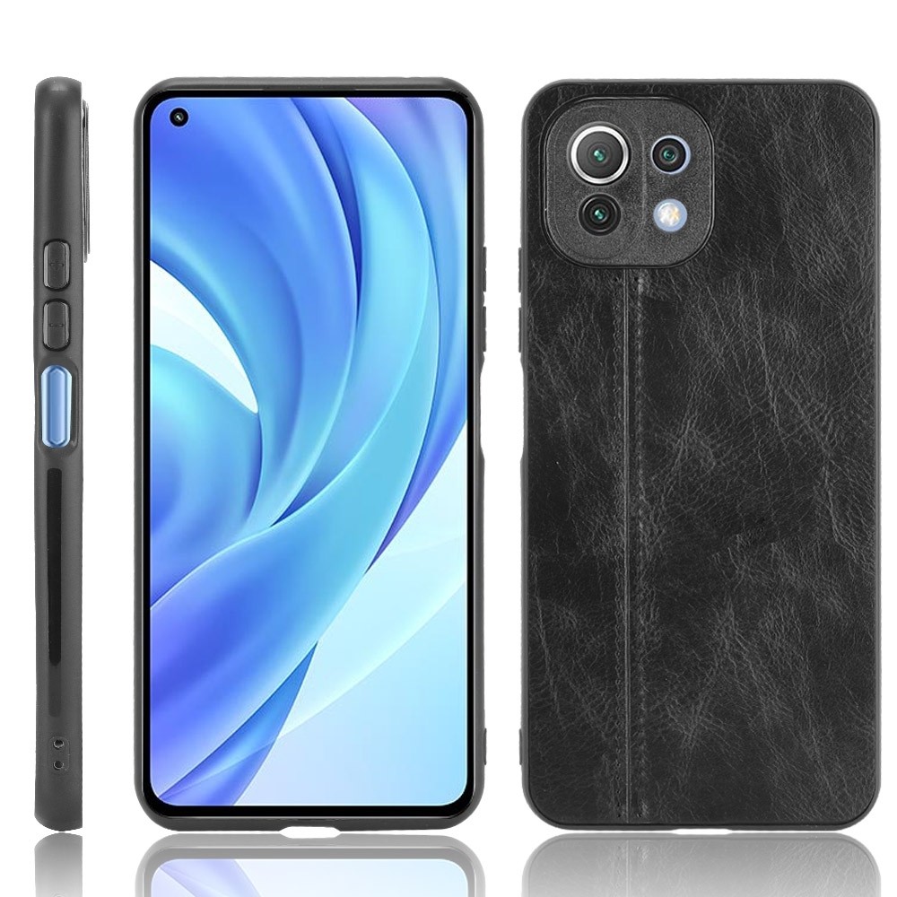 Θήκη Xiaomi Mi 11 Lite 4G / Mi 11 Lite 5G Μαύρη Shockproof Sewing Cow Pattern Skin PC + PU + TPU Case Black