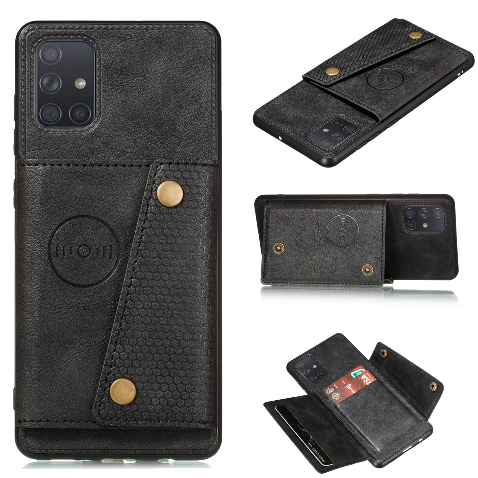 Θήκη Samsung Galaxy A32 5G Μαύρη Double Buckle PU + TPU Shockproof Magnetic Protective Case with Card Slot & Holder Black