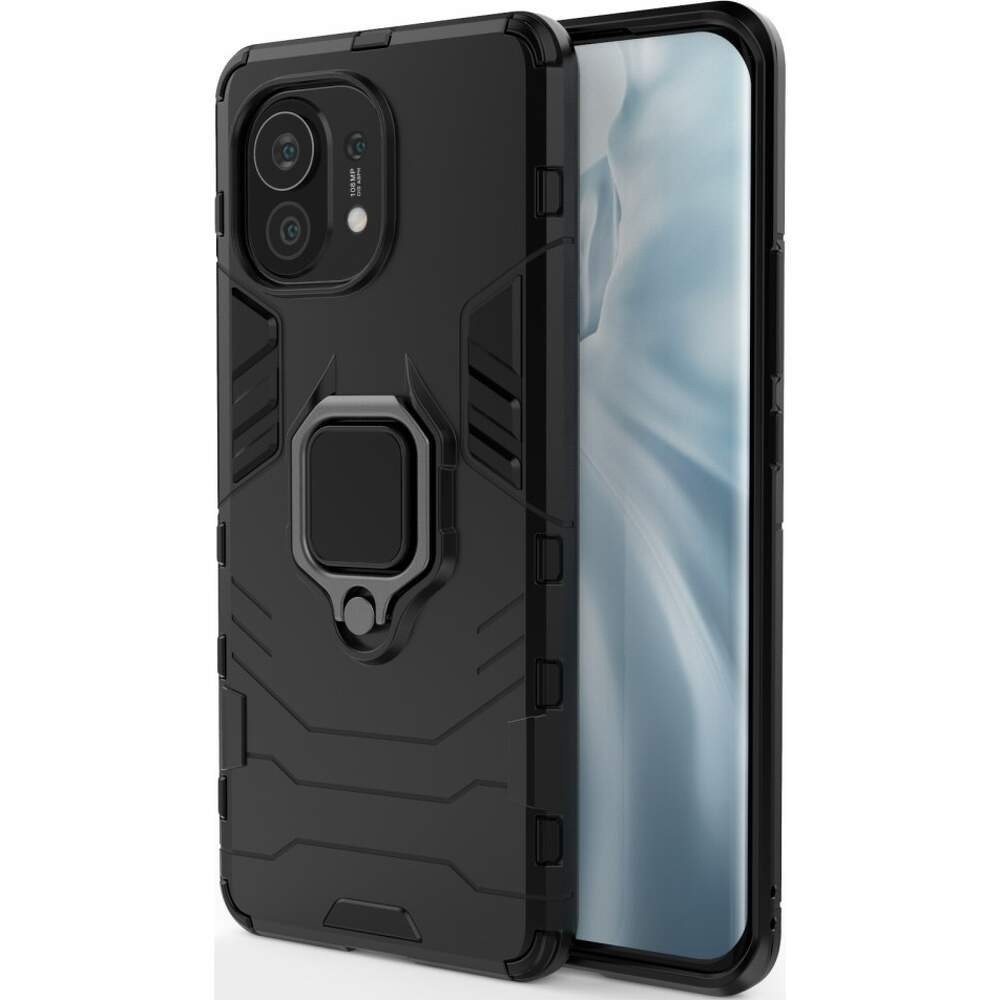 Σκληρή Θήκη Xiaomi Mi 11 Μαύρη Με Σταντ Shockproof PC + TPU Protective Case with Magnetic Ring Holder Black