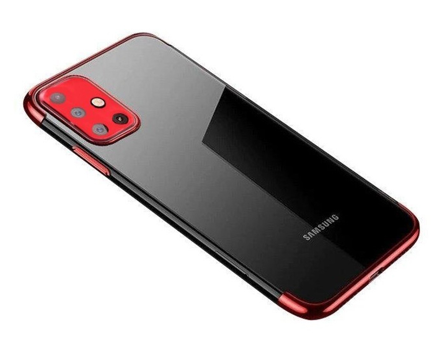Forcell Samsung Galaxy A72 4G / A72 5G Electroplating Frame Cover Θήκη Σιλικόνης Διάφανη - Red