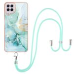 Θήκη Samsung Galaxy A22 4G / M32 4G Σιλικόνης Μάρμαρο Πράσινο Με Λουράκι Silicone Case with Neck Strap Lanyard Green