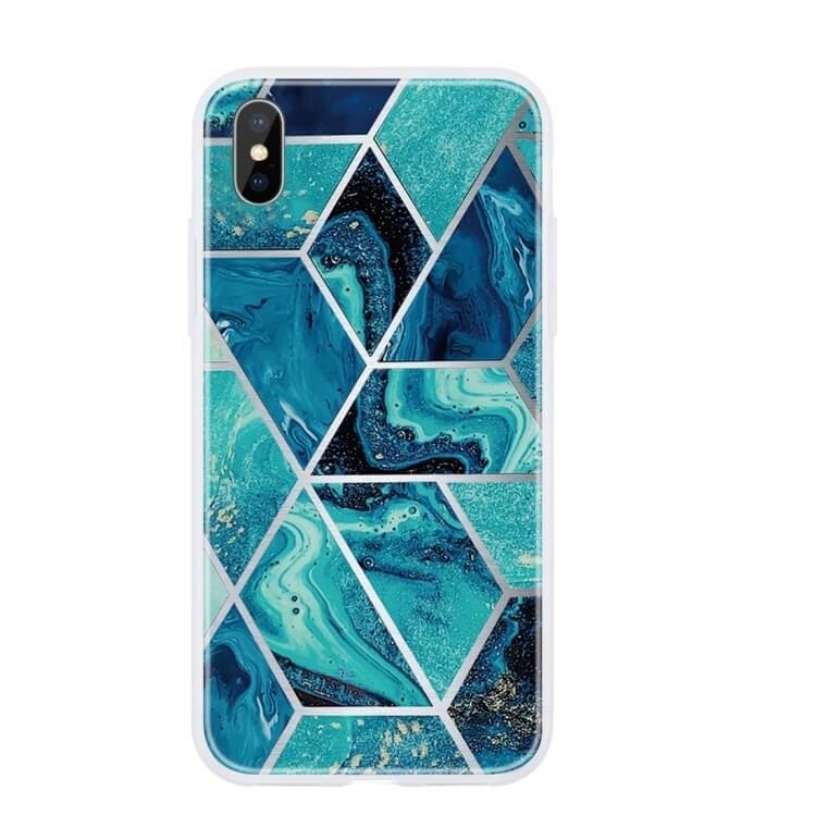 Θήκη iPhone X / XS Σιλικόνης Σκούρο Μπλε Geometric Marmur Case Dark Blue