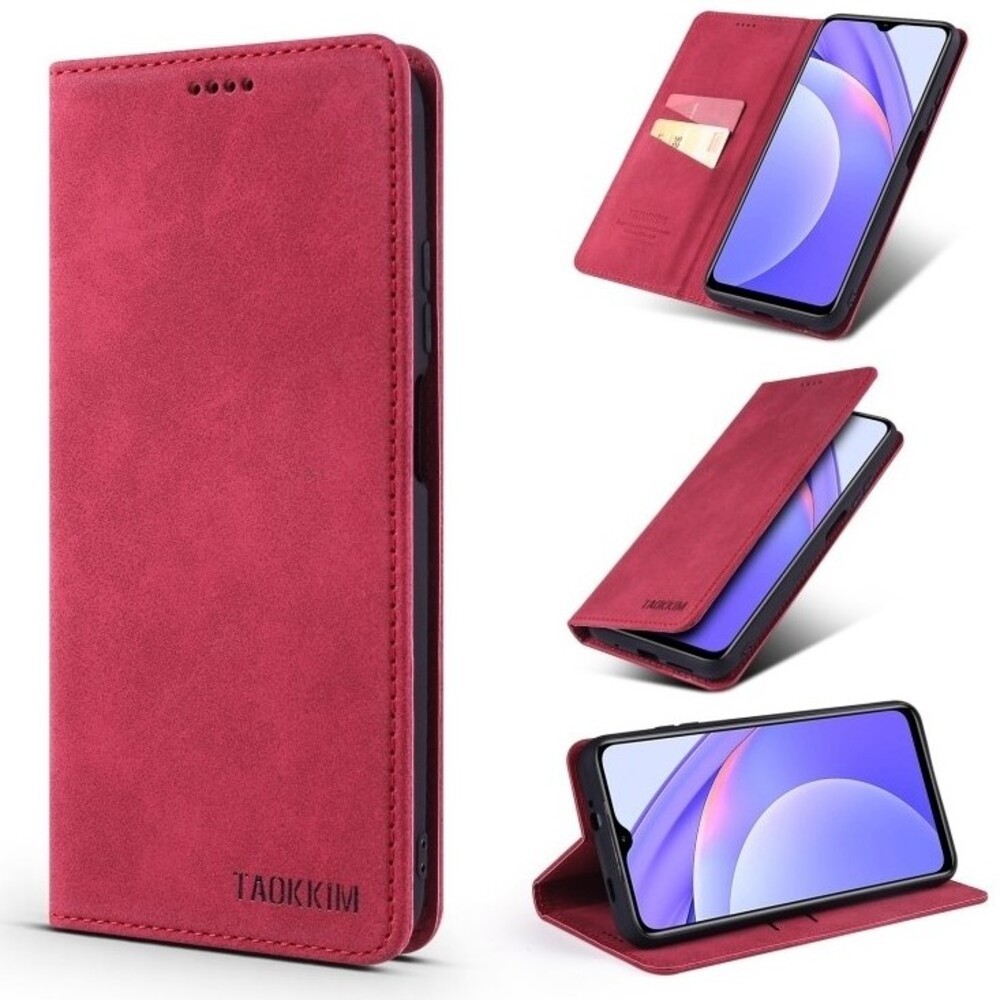 TAOKKIM Xiaomi Poco F3 / Mi 11i Retro Matte Θήκη Βιβλίο - Red