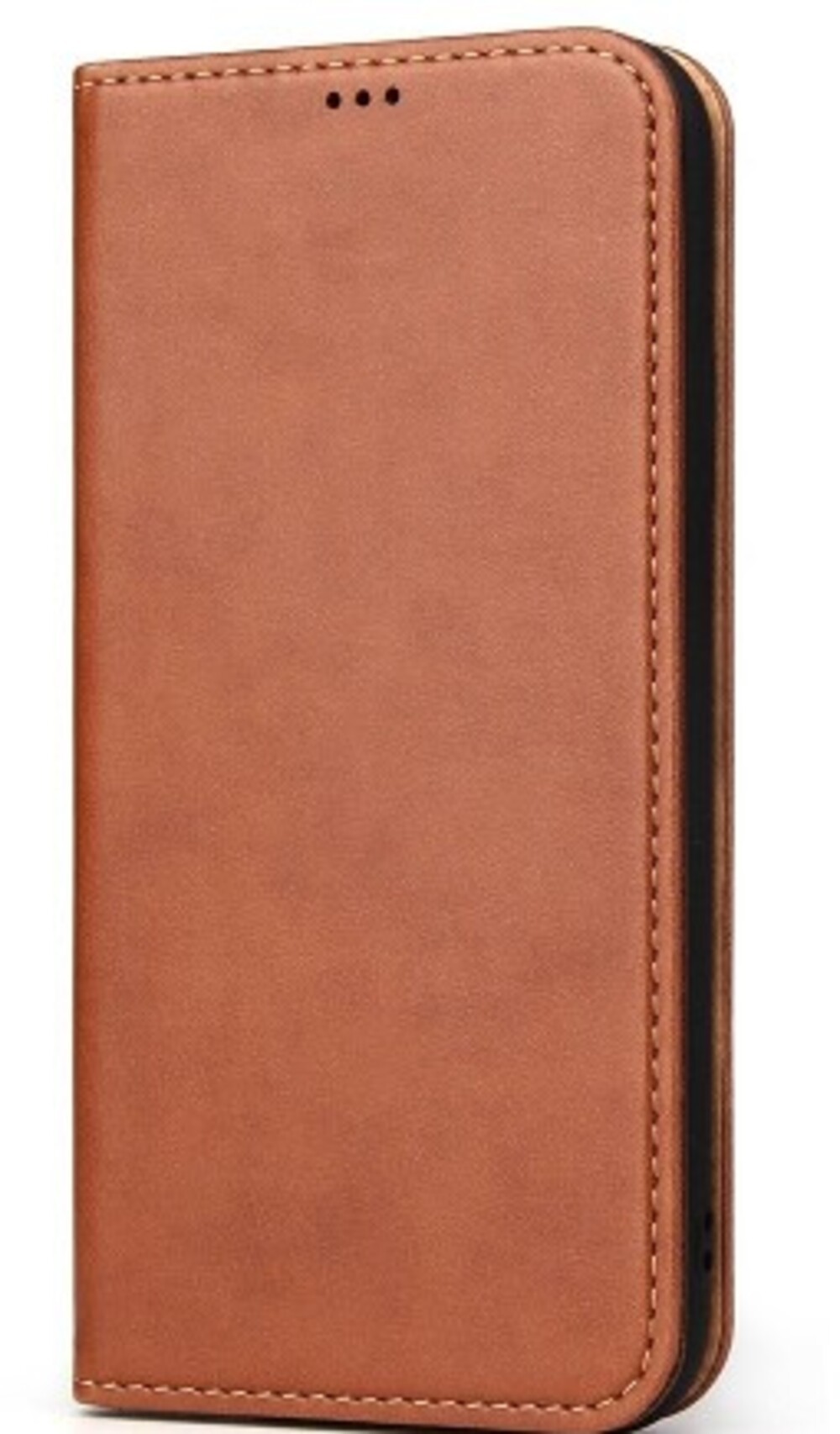 iPhone XR Θήκη Βιβλίο Καφέ Dermis Texture PU Horizontal Flip Leather Case Brown