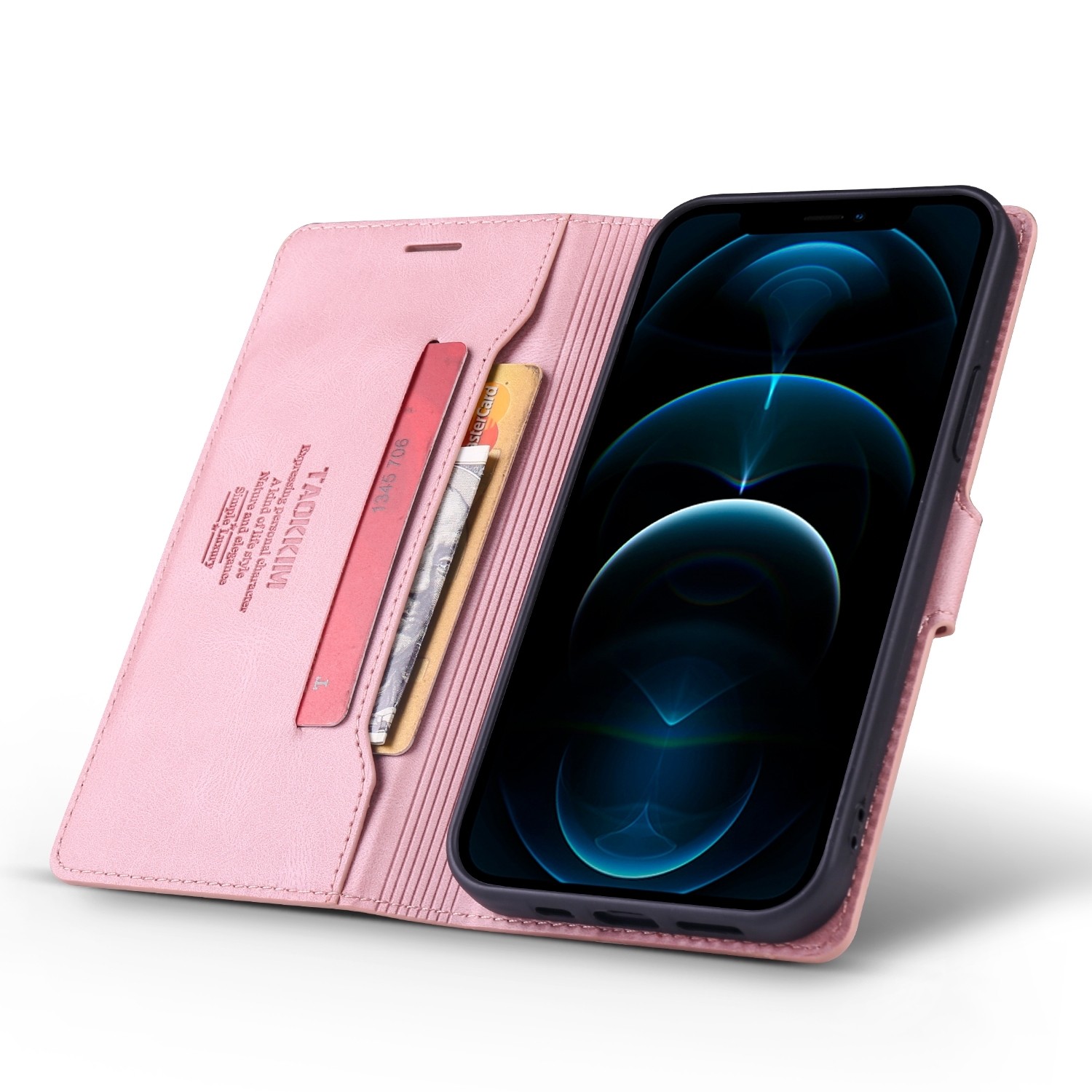 Θήκη iPhone 12 / 12 Pro Βιβλίο Ροζ TAOKKIM Retro Matte Case with Holder & Card Slots Pink