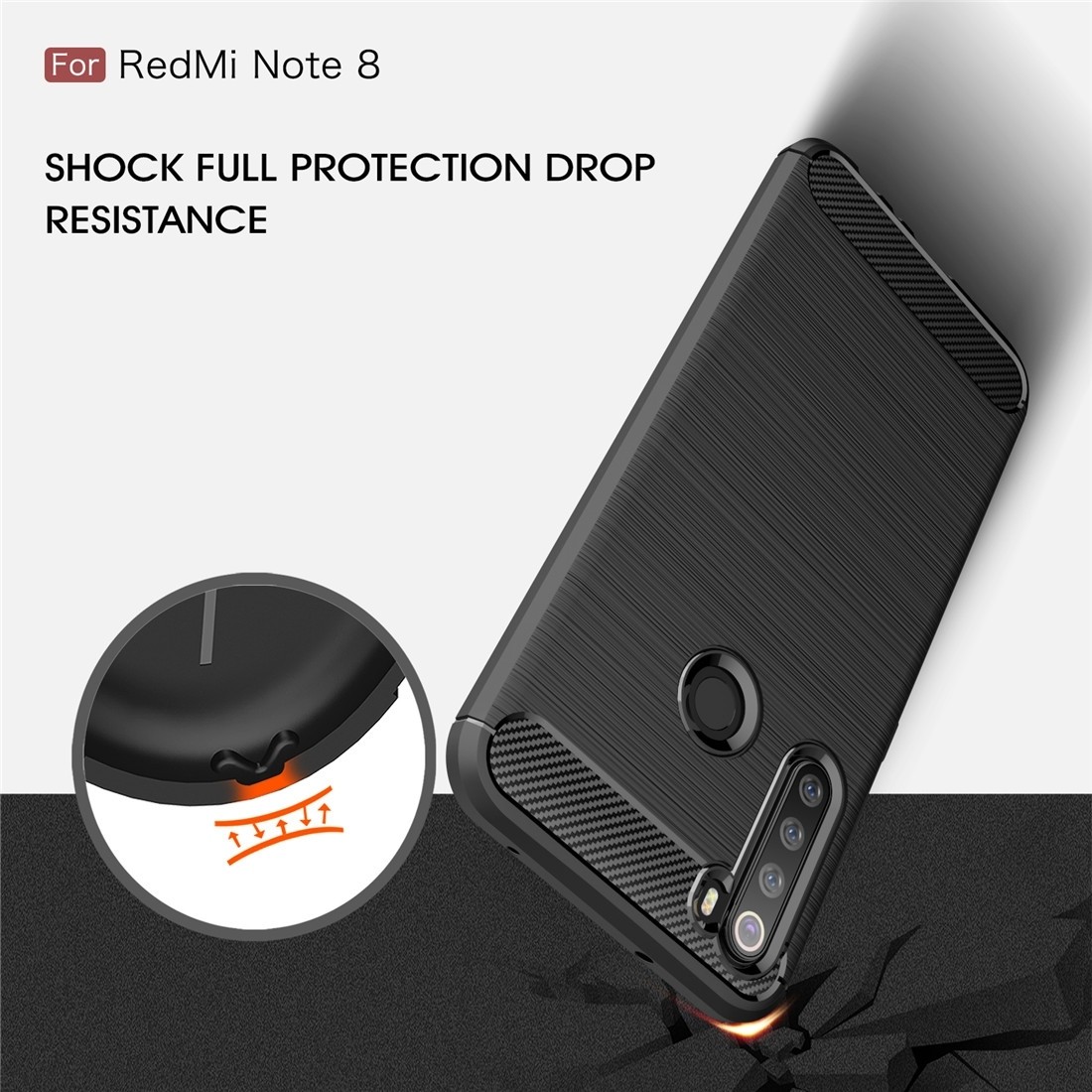 Θήκη Xiaomi Redmi Note 8 / Note 8 2021 Σιλικόνης Brushed Texture Carbon Fiber TPU Μπλε Silicone Case Blue