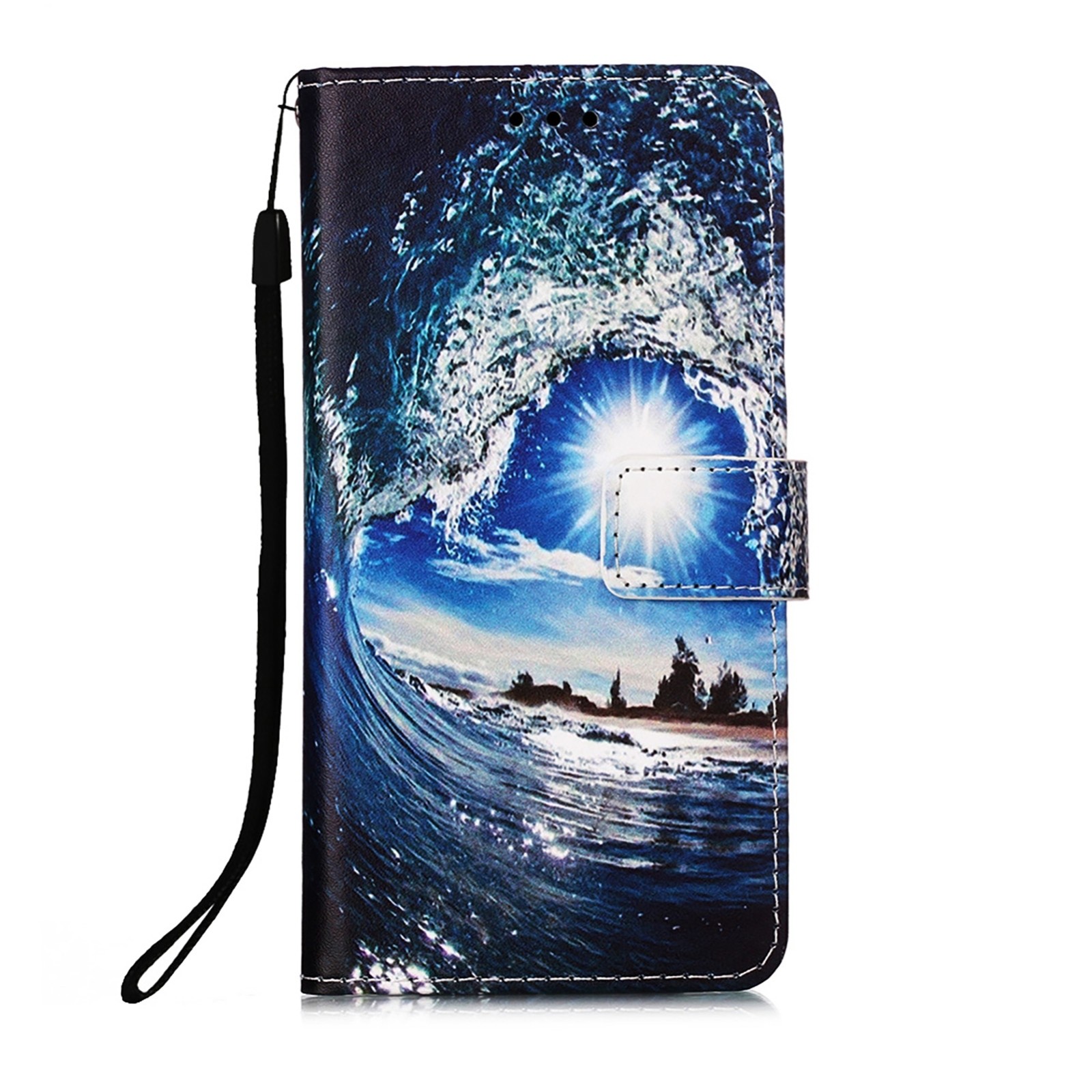 Θήκη Xiaomi Mi 11 Lite 4G / Mi 11 Lite 5G Βιβλίο Κύματα Colored Drawing Pattern Plain Weave Horizontal Flip Case Waves And Sun