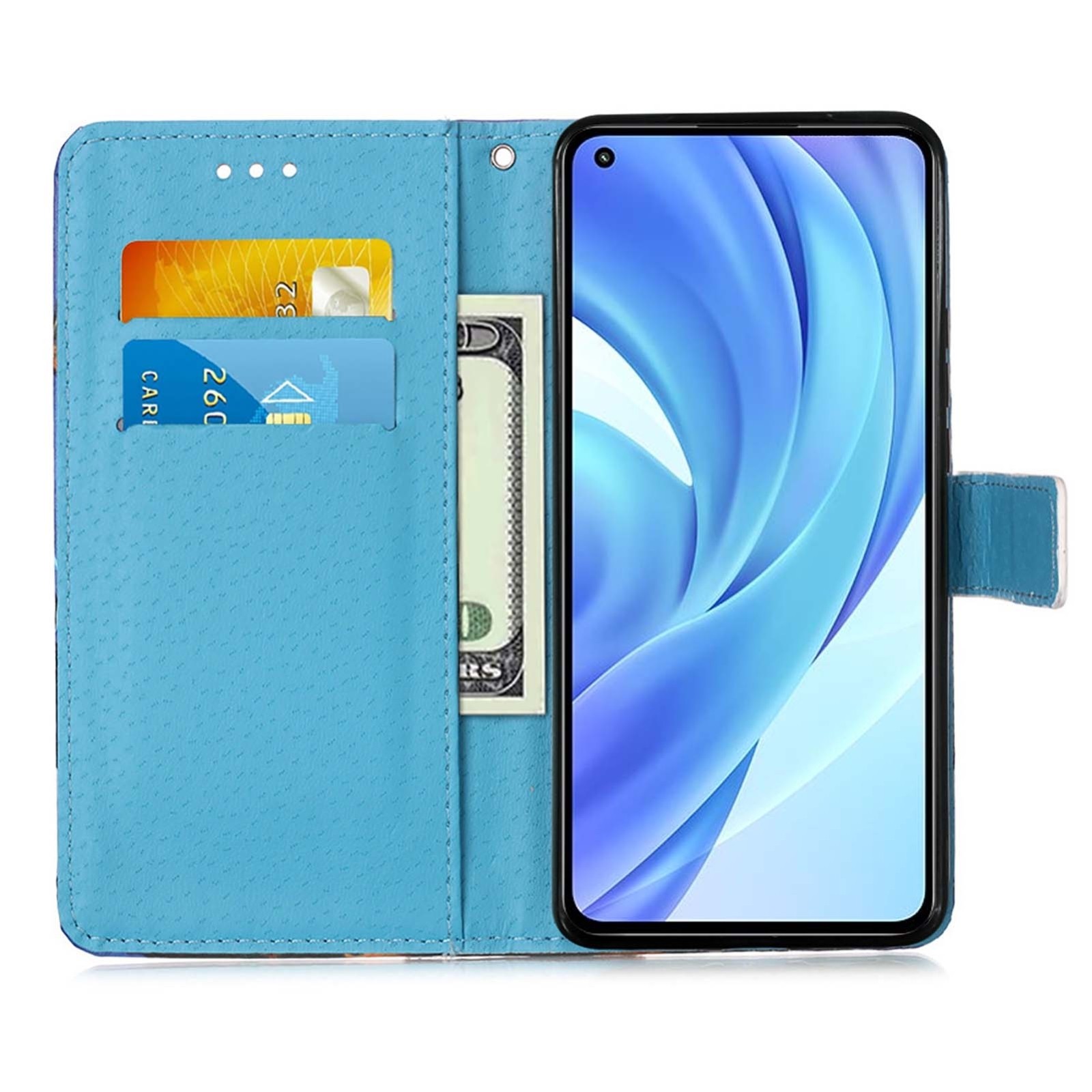 Θήκη Xiaomi Mi 11 Lite 4G / Mi 11 Lite 5G Βιβλίο Κύματα Colored Drawing Pattern Plain Weave Horizontal Flip Case Waves And Sun