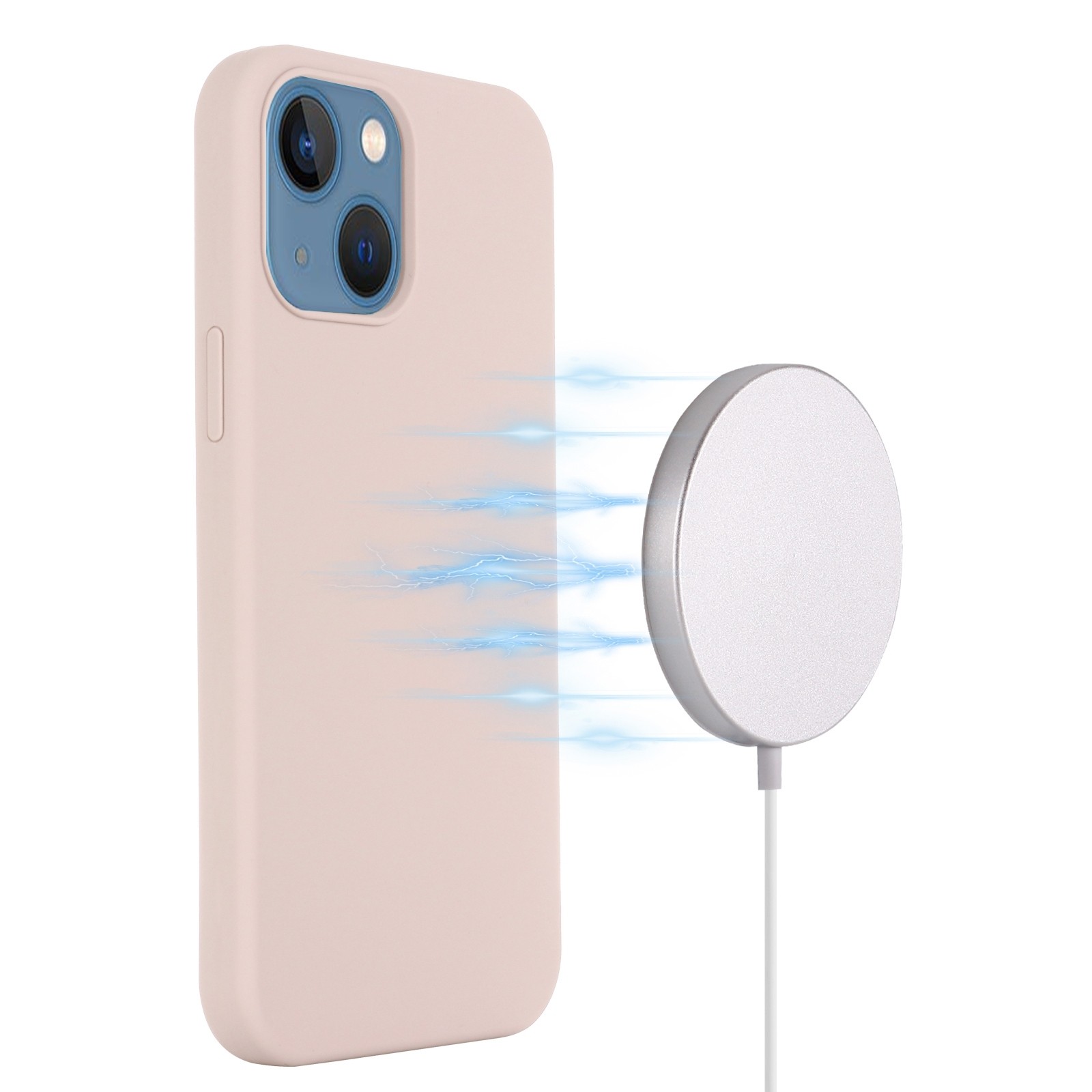 Θήκη iPhone 13 Σιλικόνης Απαλό Ροζ Shockproof Magnetic Magsafe Silicone Case Sand Pink
