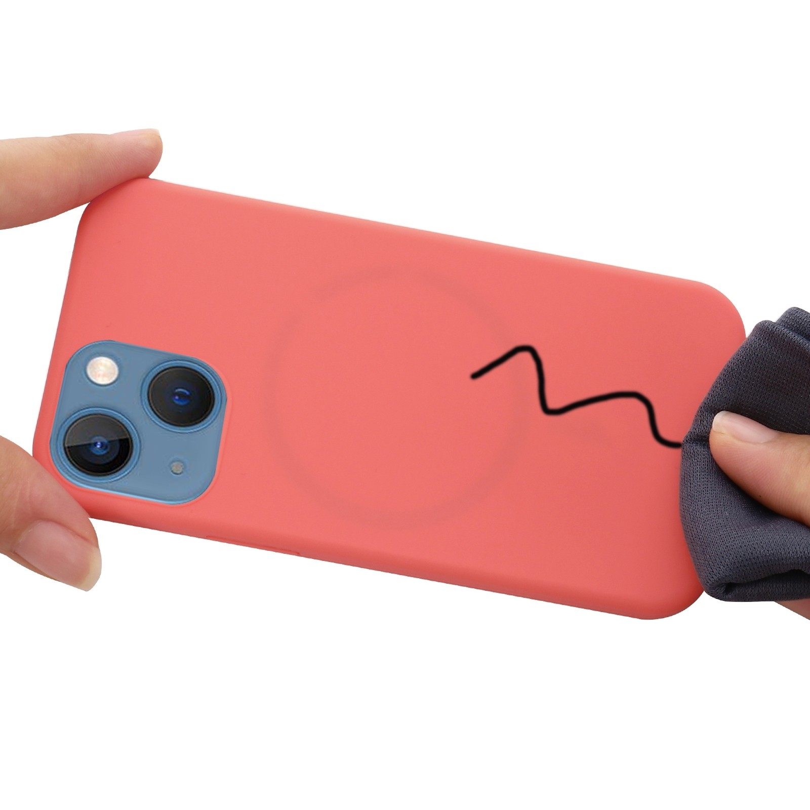 Θήκη iPhone 13 Σιλικόνης Κοραλί Shockproof Magnetic Magsafe Silicone Case Pink Orange