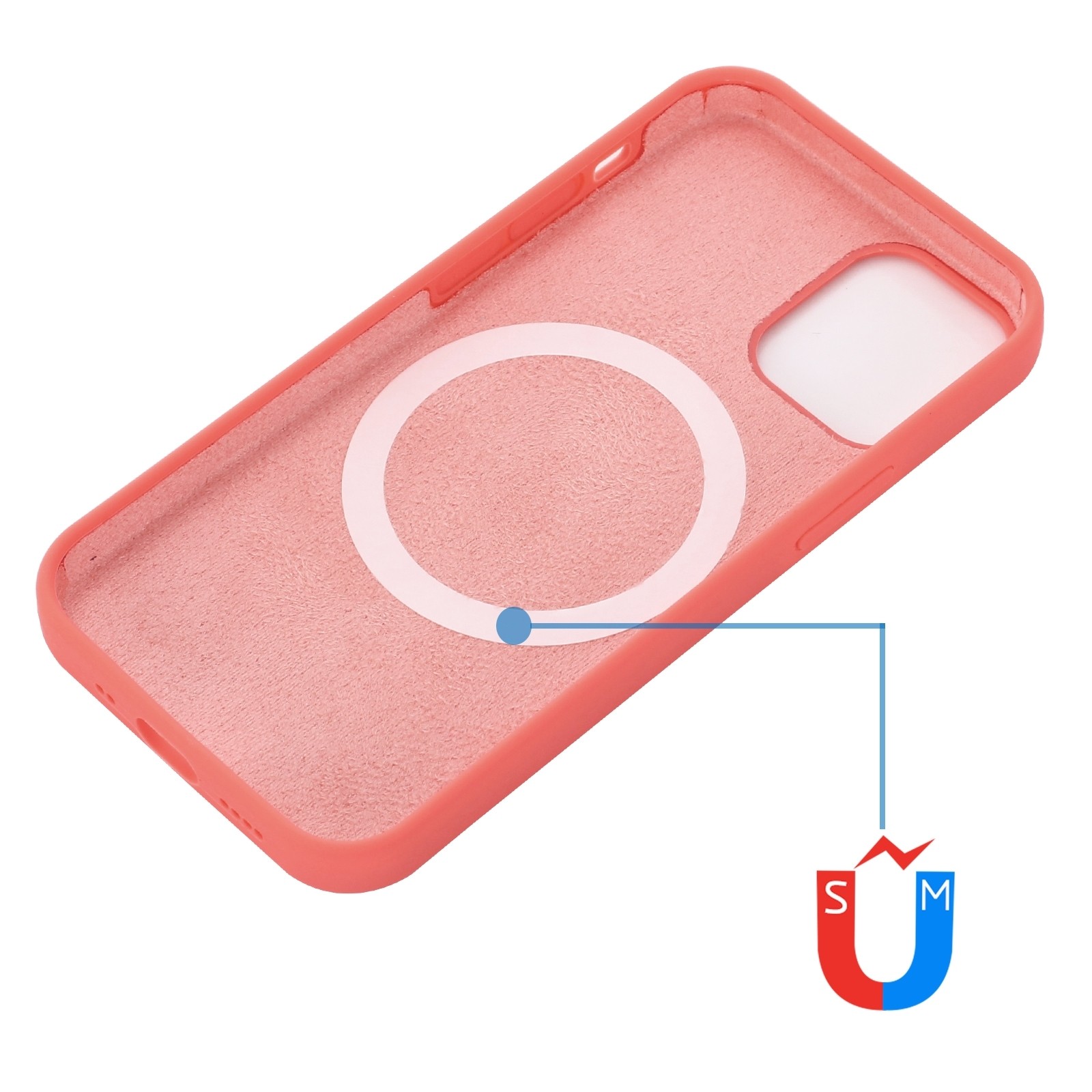 Θήκη iPhone 13 Σιλικόνης Κοραλί Shockproof Magnetic Magsafe Silicone Case Pink Orange
