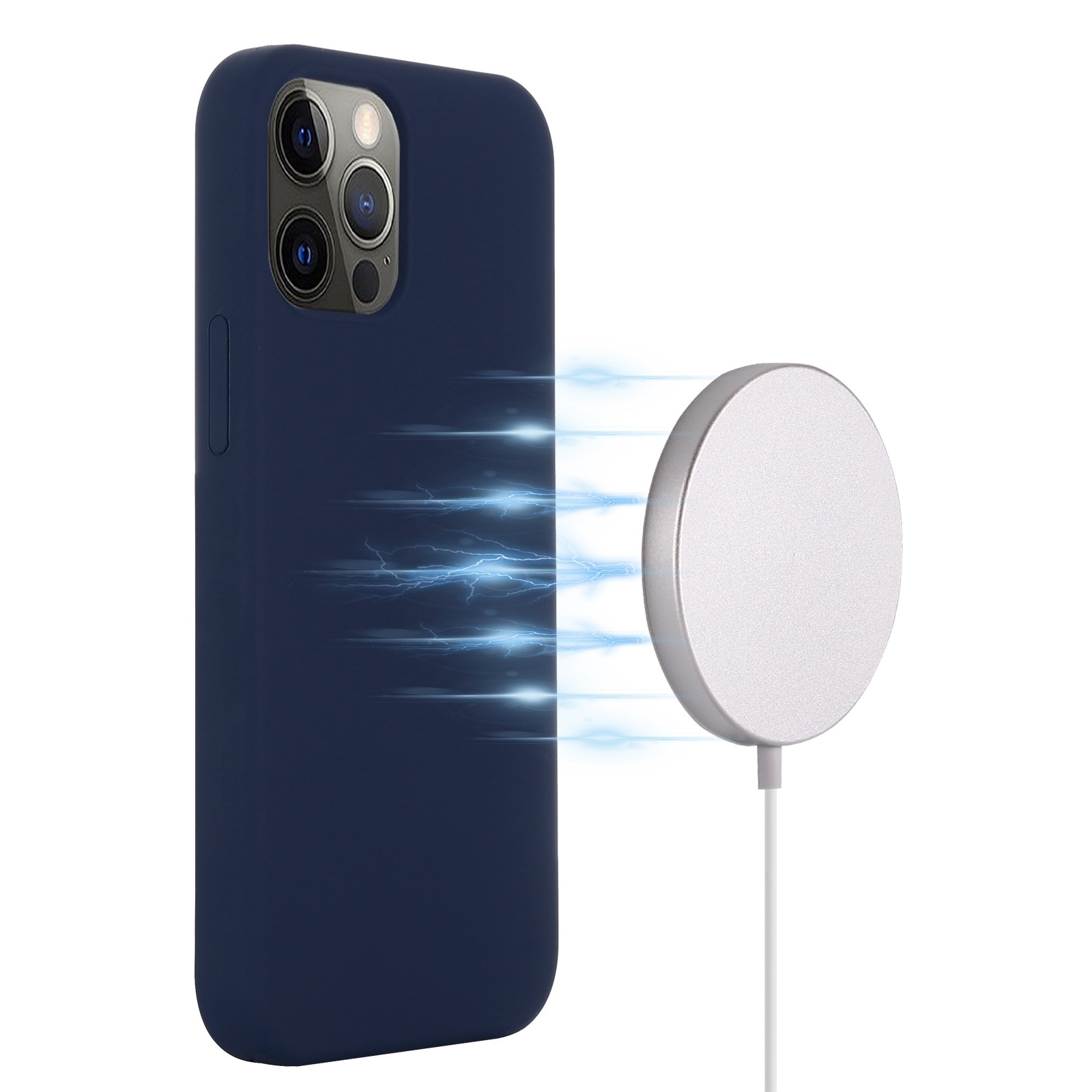 Θήκη iPhone 13 Pro Σιλικόνης Μπλε Shockproof Magnetic Magsafe Silicone Case Navy Blue