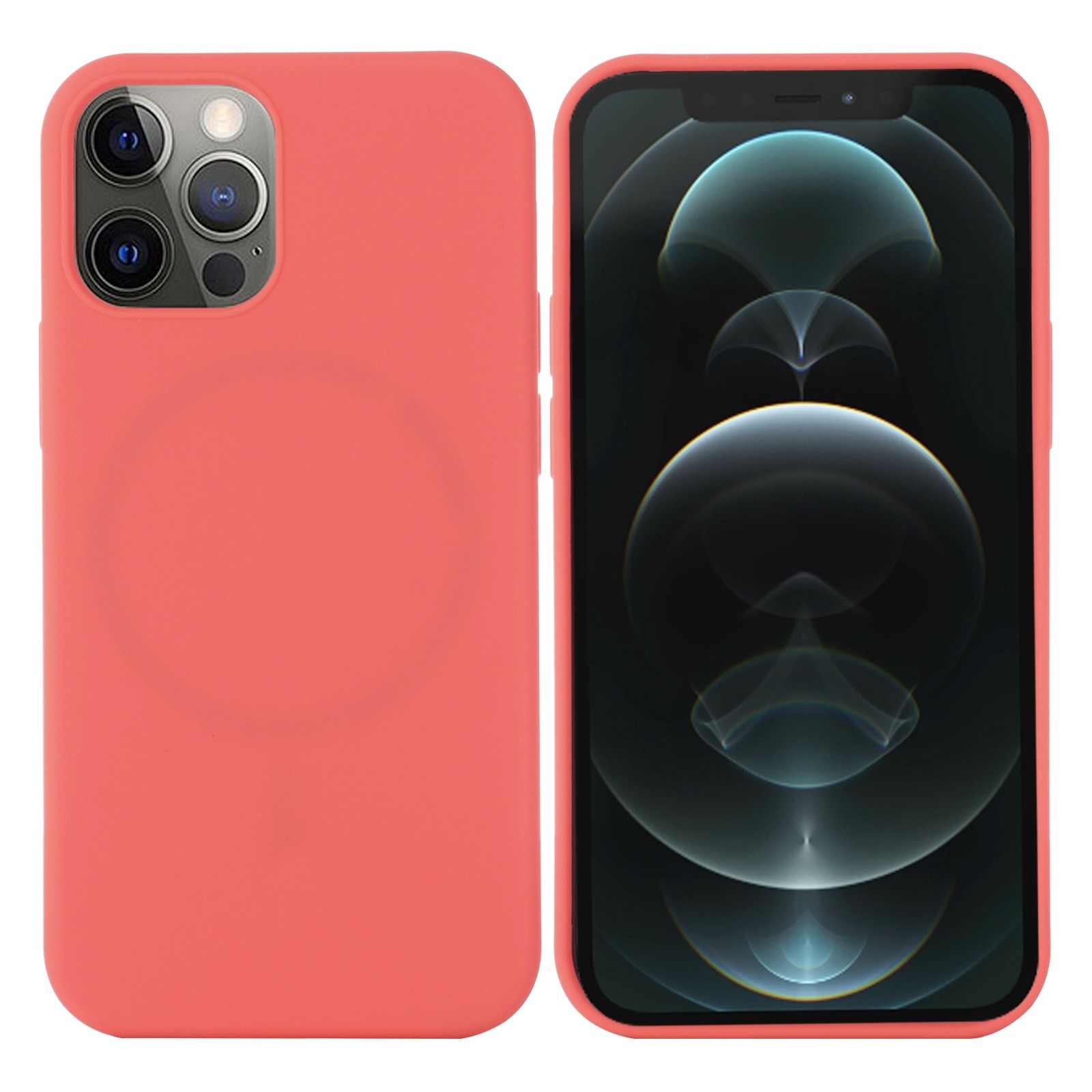 Θήκη iPhone 13 Pro Σιλικόνης Κοραλί Shockproof Magnetic Magsafe Silicone Case Pink Orange