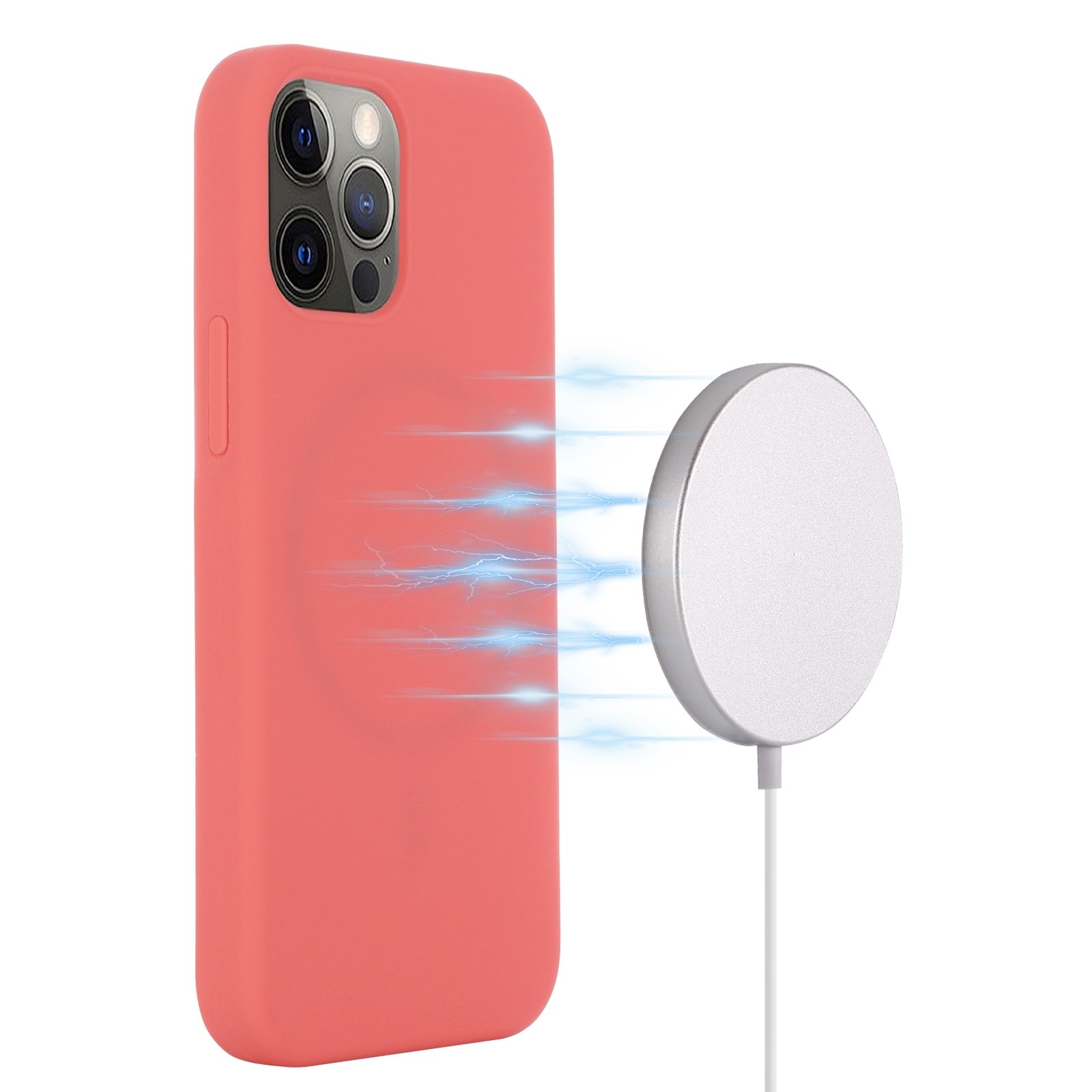 Θήκη iPhone 13 Pro Σιλικόνης Κοραλί Shockproof Magnetic Magsafe Silicone Case Pink Orange