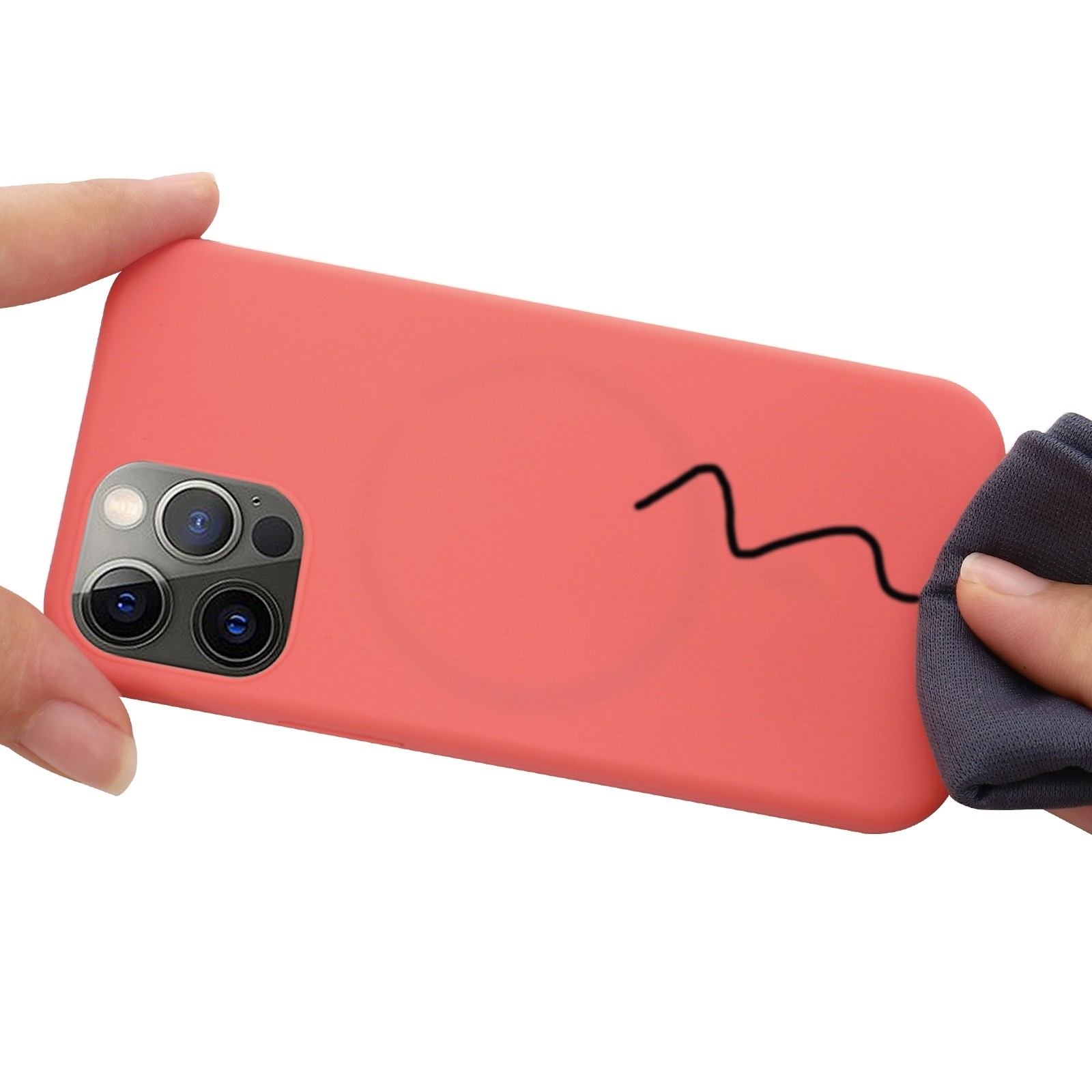 Θήκη iPhone 13 Pro Σιλικόνης Κοραλί Shockproof Magnetic Magsafe Silicone Case Pink Orange