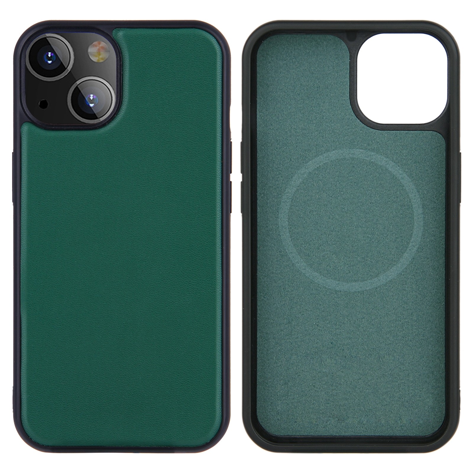Θήκη iPhone 13 Πράσινη PU Leather Skin Magnetic Patch TPU Shockproof Magsafe Case Green