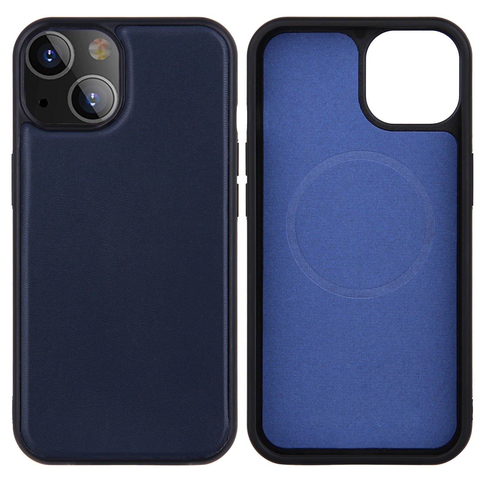 Θήκη iPhone 13 Μπλε PU Leather Skin Magnetic Patch TPU Shockproof Magsafe Case Blue