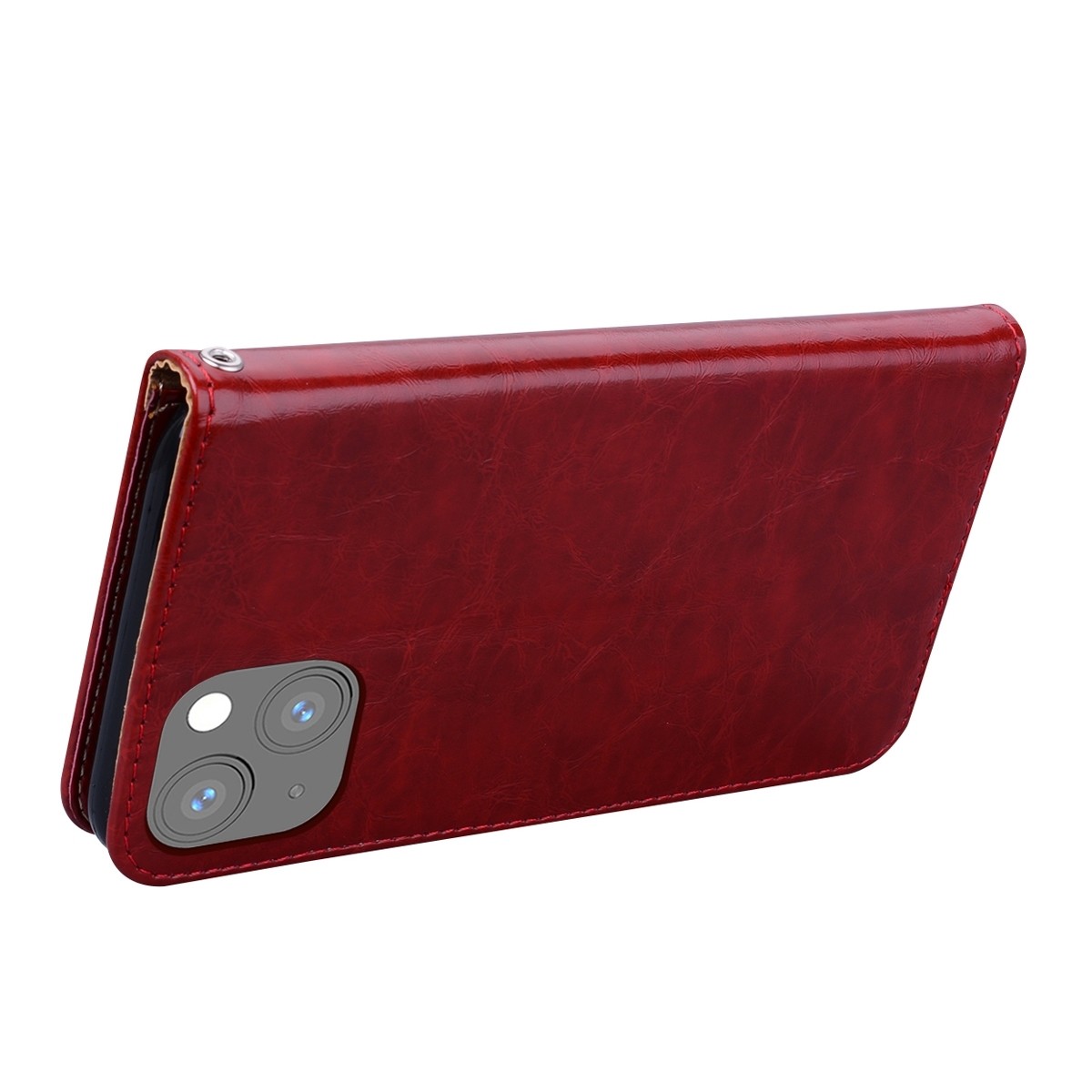 Θήκη iPhone 13 Βιβλίο Κόκκινο Business Style Oil Wax Texture Horizontal Flip Case Red