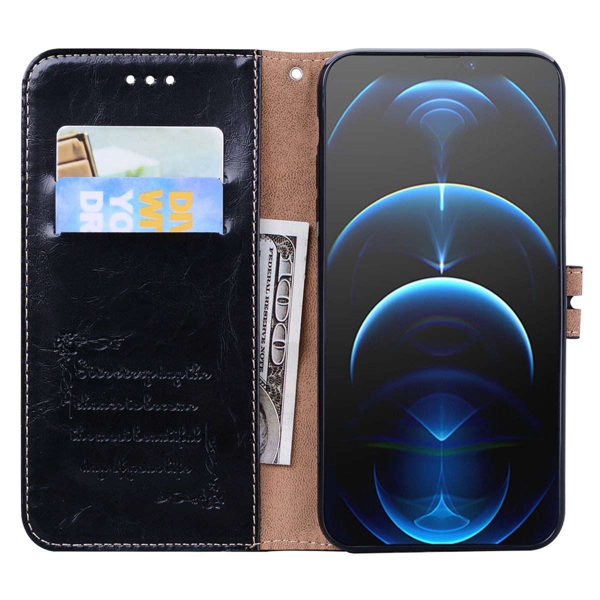 Θήκη iPhone 13 Pro Max Βιβλίο Μαύρο Business Style Oil Wax Texture Horizontal Flip Case Black