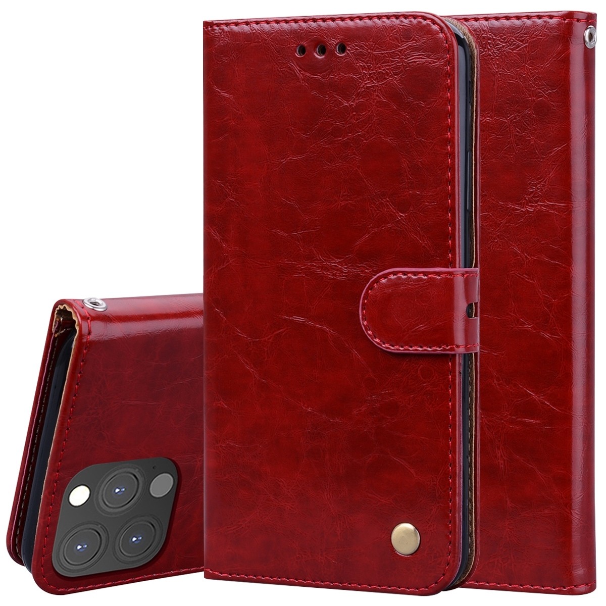Θήκη iPhone 13 Pro Βιβλίο Κόκκινο Business Style Oil Wax Texture Horizontal Flip Case Red