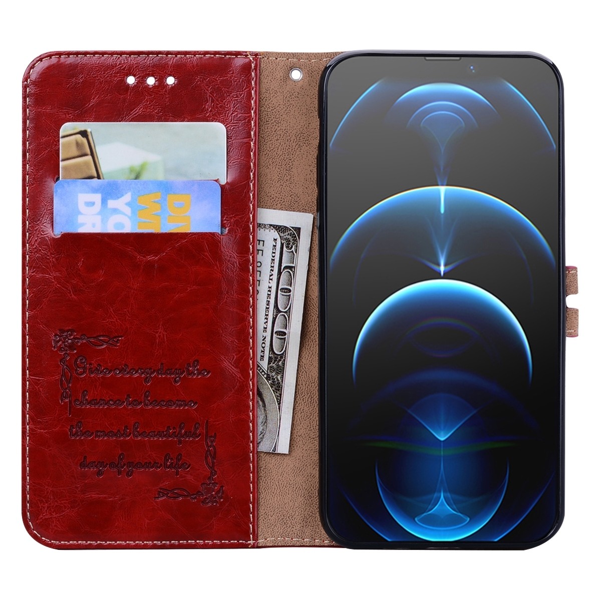 Θήκη iPhone 13 Pro Βιβλίο Κόκκινο Business Style Oil Wax Texture Horizontal Flip Case Red