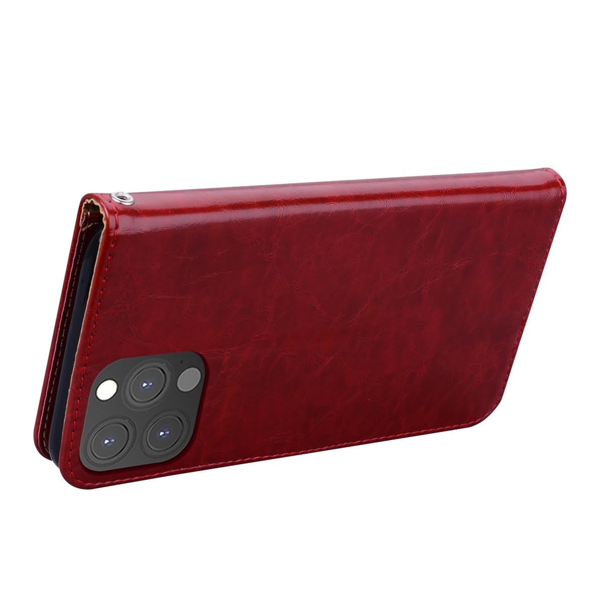 Θήκη iPhone 13 Pro Max Βιβλίο Κόκκινο Business Style Oil Wax Texture Horizontal Flip Case Red