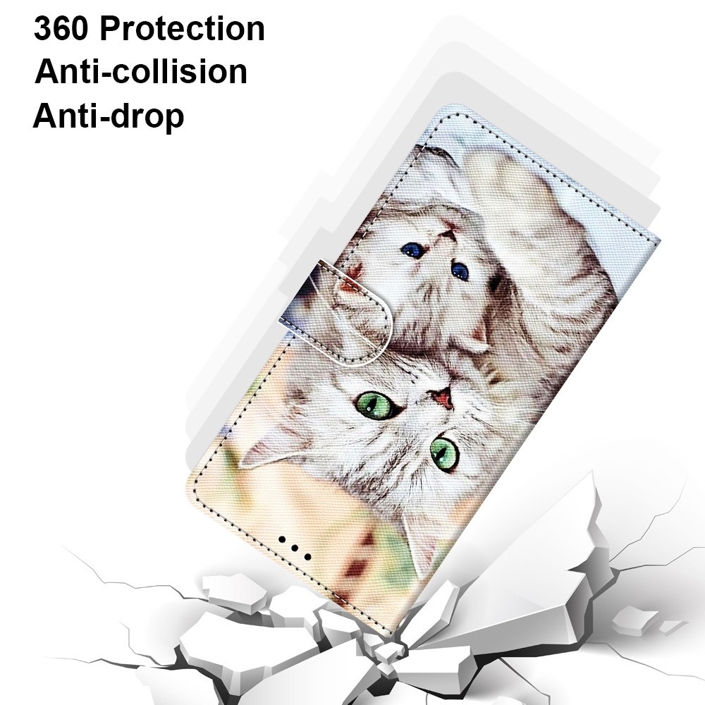 Θήκη Xiaomi Mi 10 Lite 5G Βιβλίο Coloured Drawing Cross Texture Horizontal Flip Case Big Cat Holding Kitten