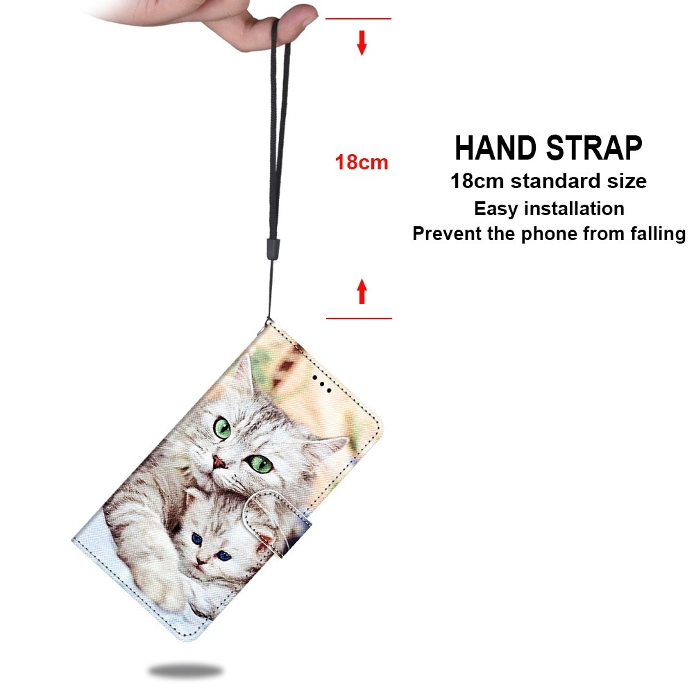 Θήκη Xiaomi Mi 10 Lite 5G Βιβλίο Coloured Drawing Cross Texture Horizontal Flip Case Big Cat Holding Kitten