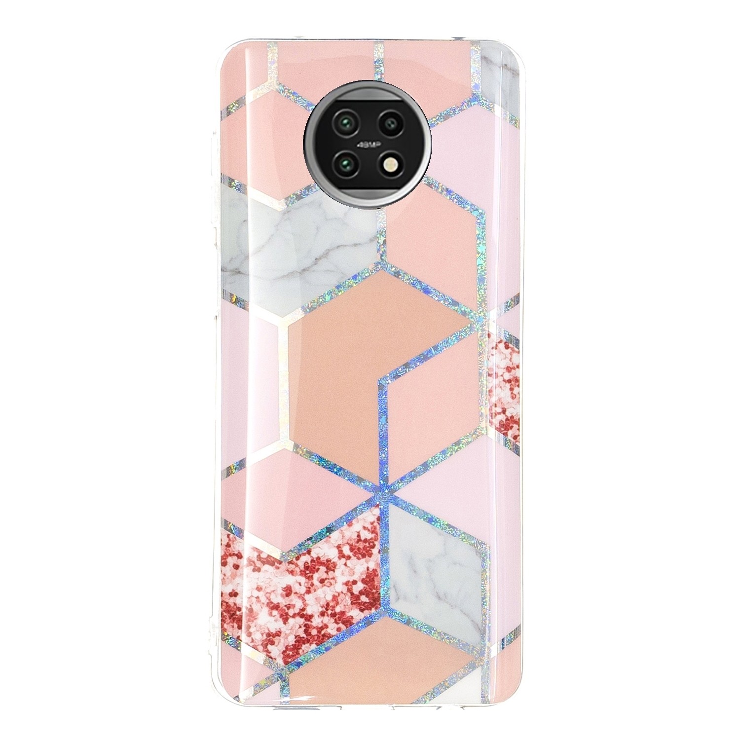Θήκη Xiaomi Redmi Note 9T Σιλικόνης Ρόμβους Electroplating TPU Protective Case Pink Pink Rhombus
