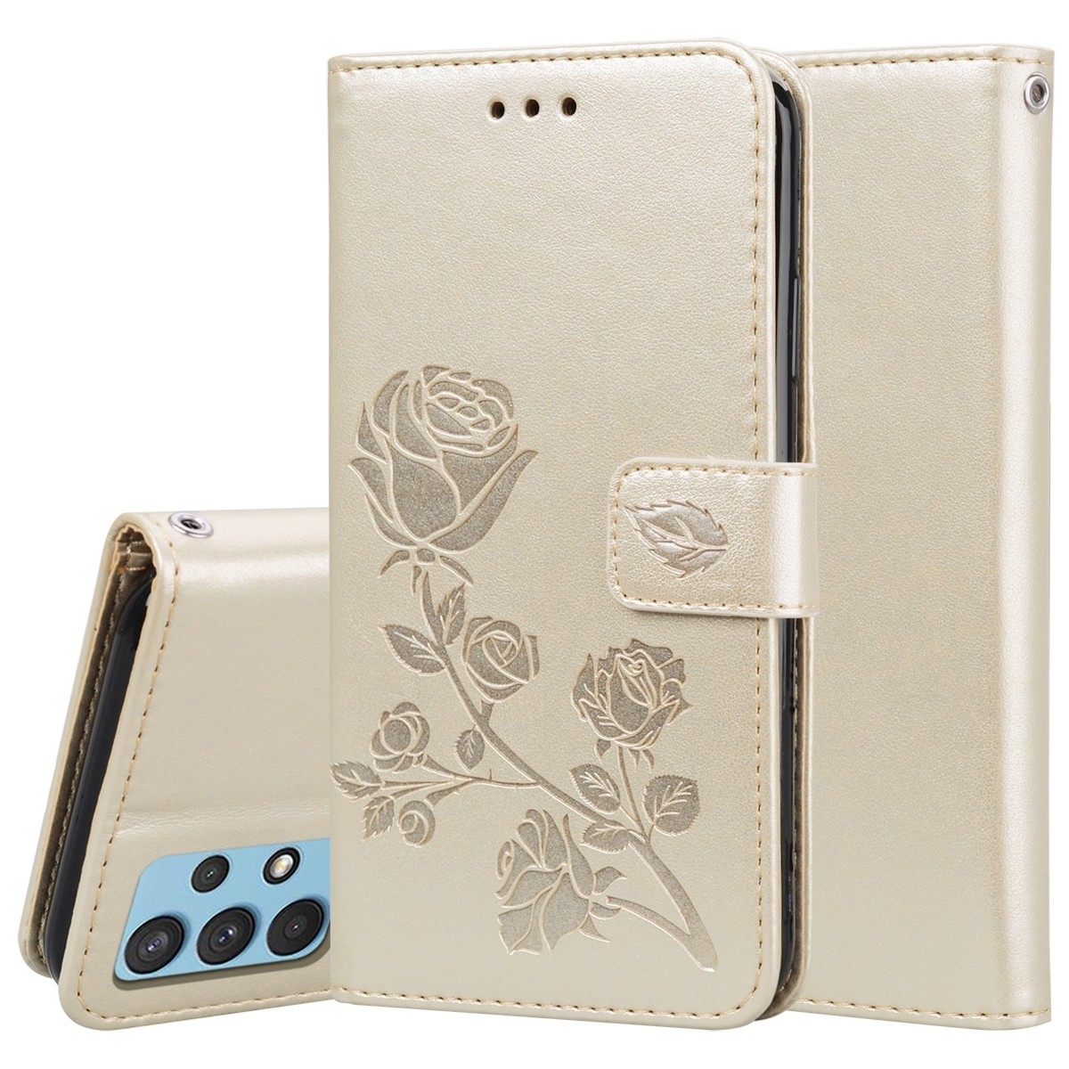 Θήκη Samsung Galaxy A32 4G Βιβλίο Χρυσό Τριαντάφυλλο Rose Embossed Horizontal Flip Case Gold