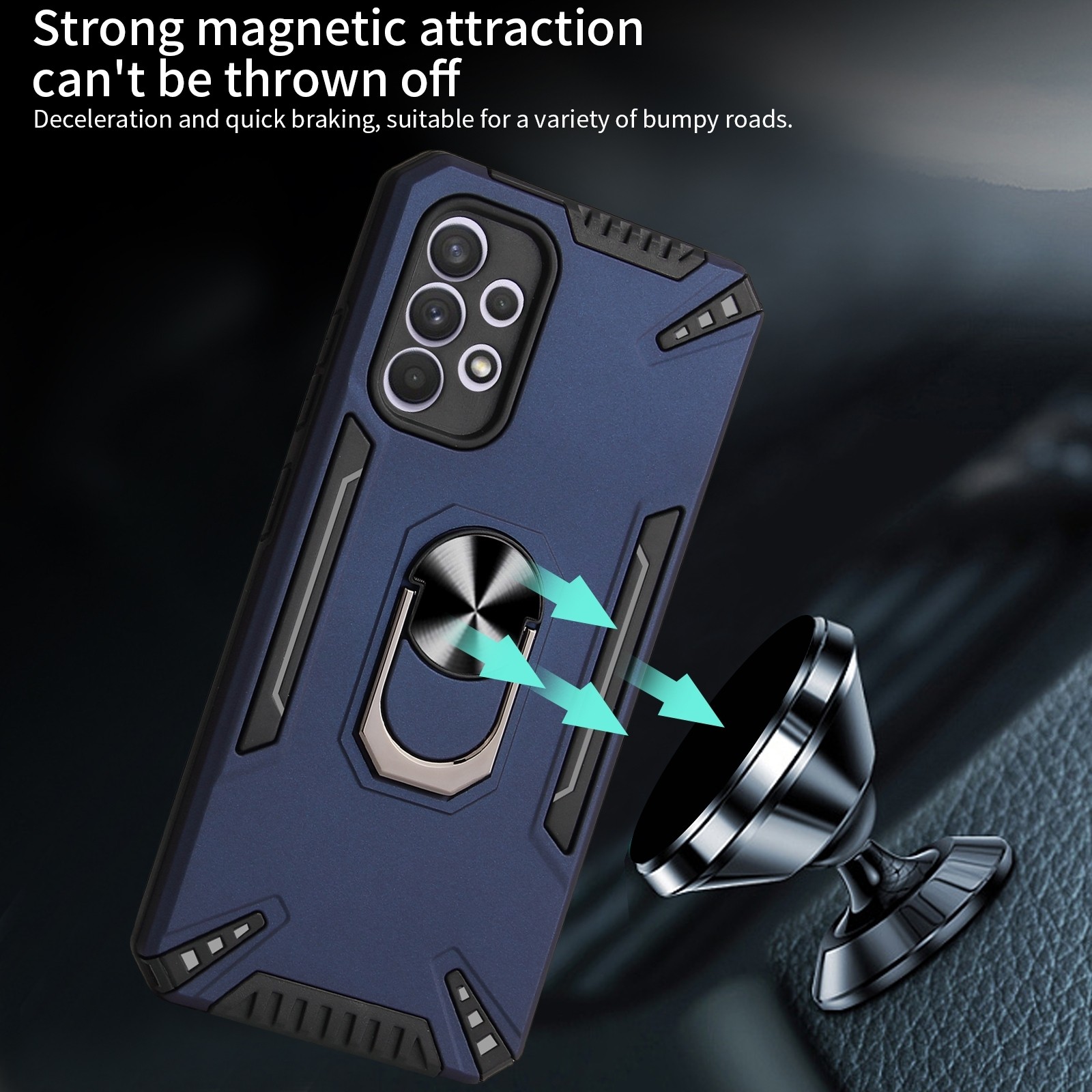 Θήκη Samsung Galaxy A32 4G Μαύρη Με Σταντ PC + TPU Protective Case with Ring Holder Black