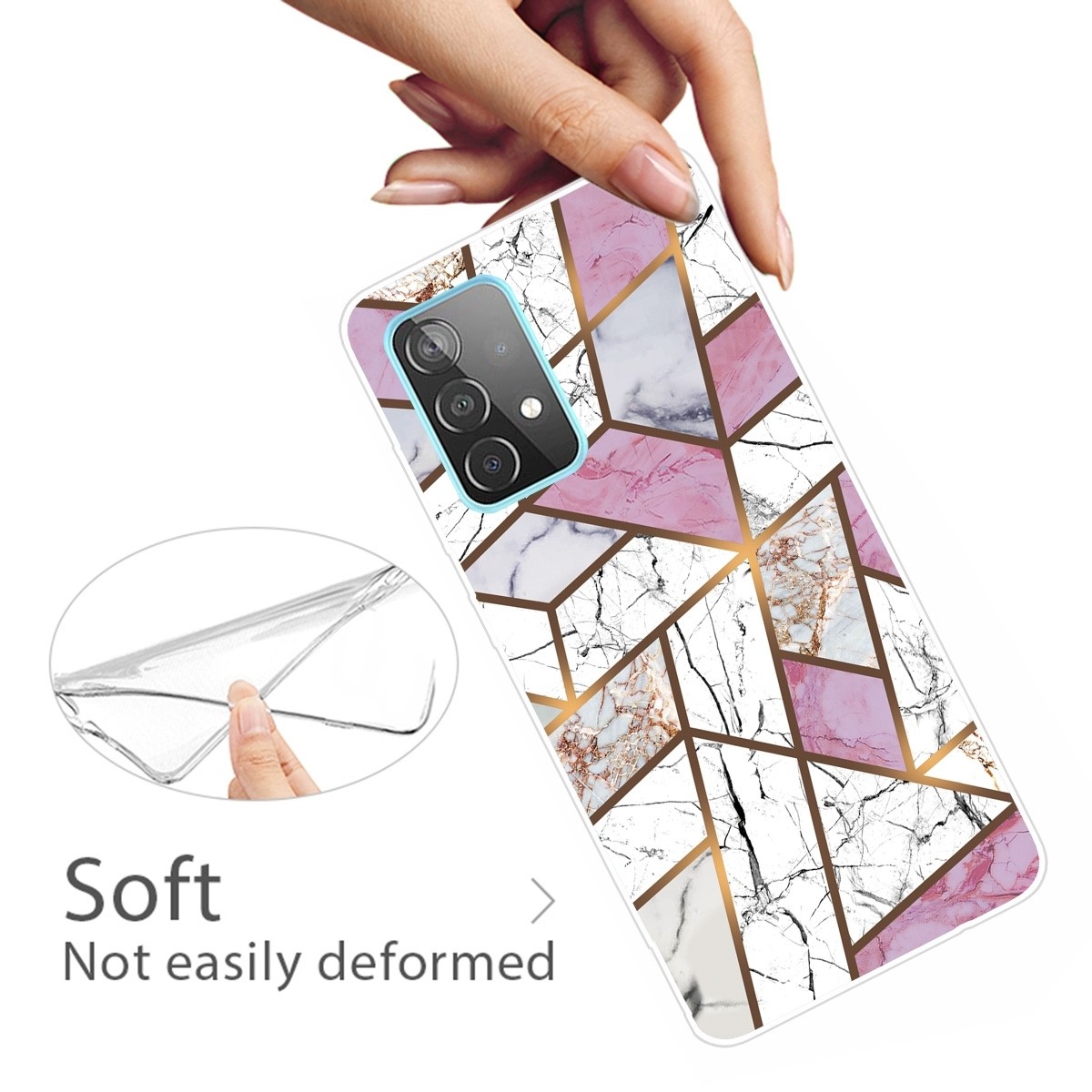 Samsung Galaxy A72 4G / A72 5G Θήκη Σιλικόνης Μάρμαρο Marble Shockproof TPU Protective Case Rhombus White Purple