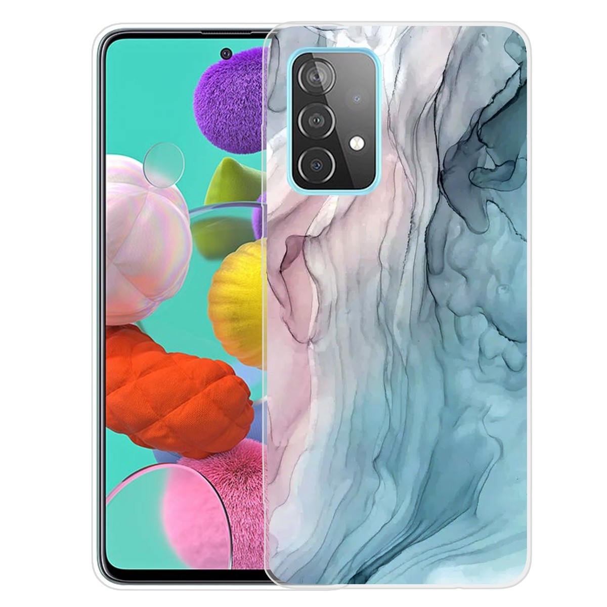 Samsung Galaxy A72 4G / A72 5G Θήκη Σιλικόνης Μάρμαρο Marble Shockproof TPU Protective Case Grey