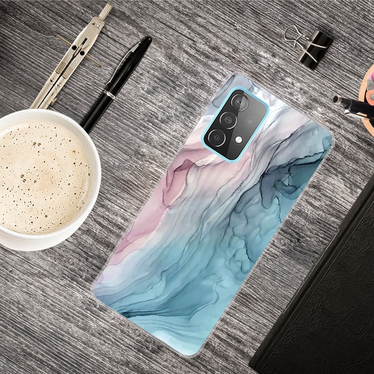 Samsung Galaxy A72 4G / A72 5G Θήκη Σιλικόνης Μάρμαρο Marble Shockproof TPU Protective Case Grey