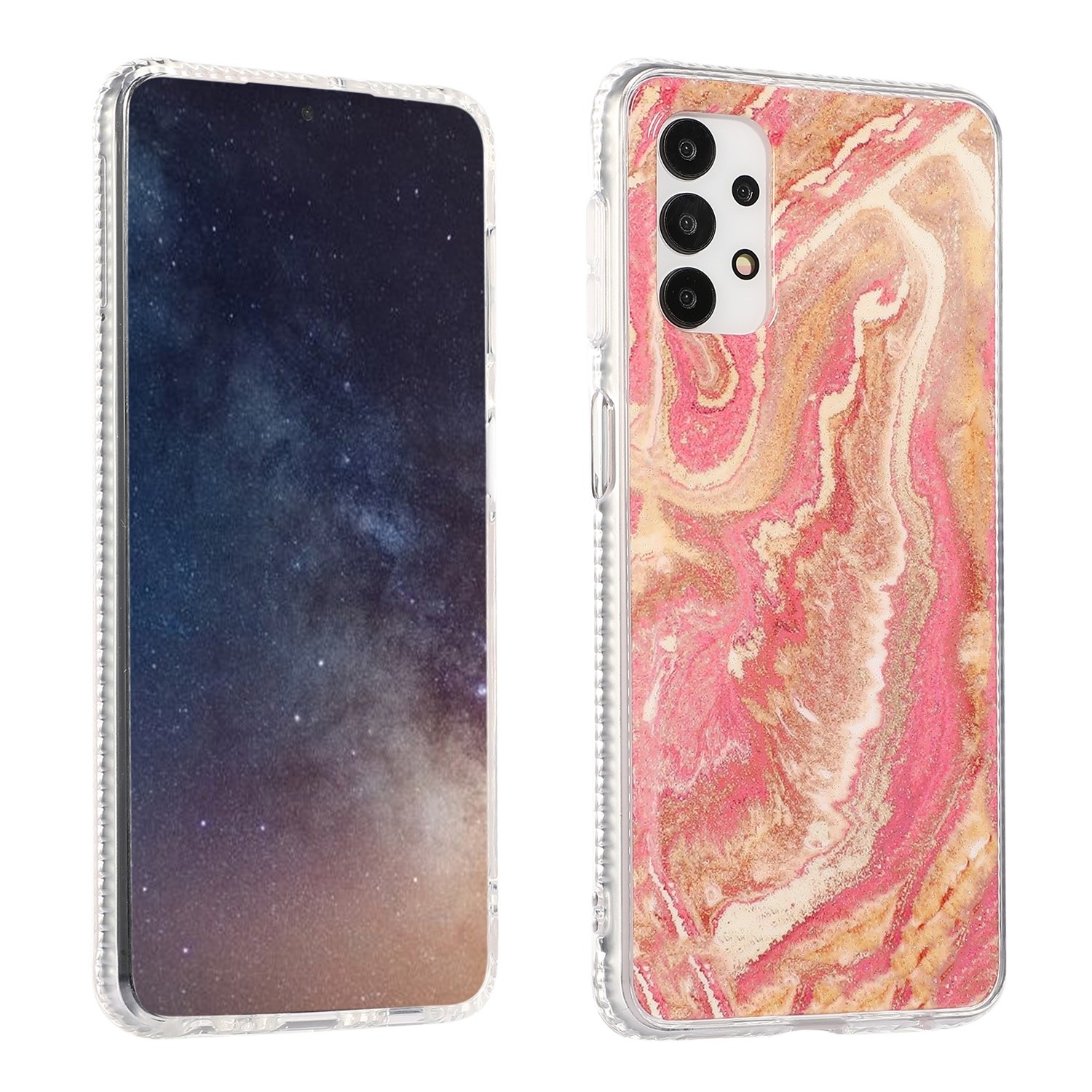 Samsung Galaxy A72 4G / A72 5G Θήκη Σιλικόνης Μάρμαρο Gold Sands Dual-side IMD Marble Pattern Case Pink