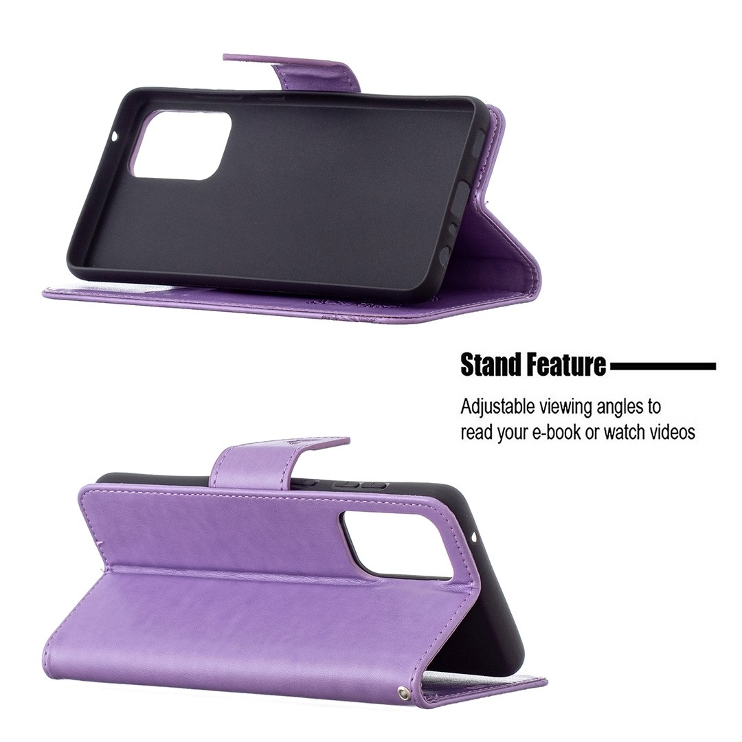 Samsung Galaxy A72 4G / A72 5G Θήκη Βιβλίο Μωβ Πεταλούδες Two Butterflies Embossing Pattern Horizontal Flip Case Purple