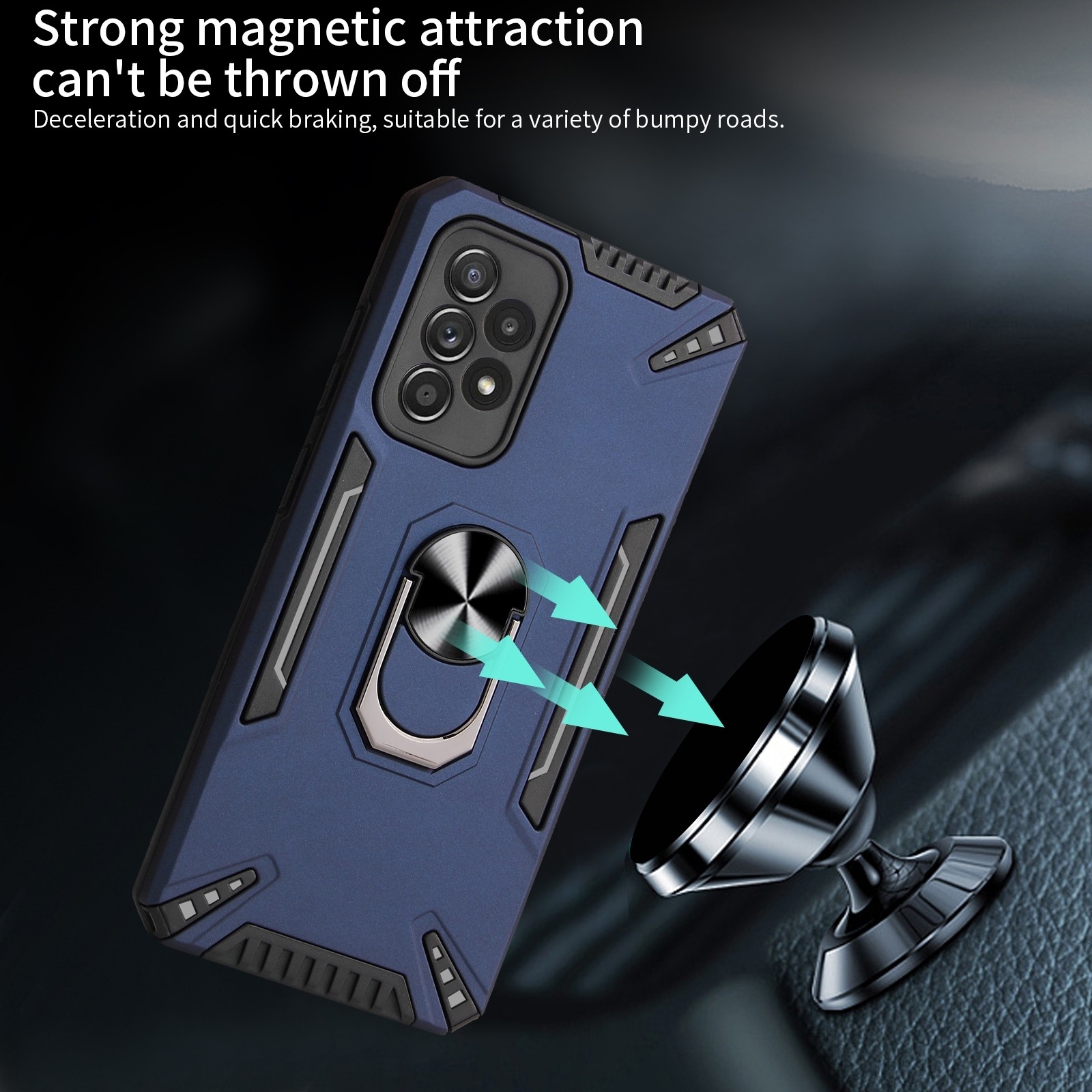 Samsung Galaxy A72 4G / A72 5G Θήκη Μαύρη Με Σταντ PC + TPU Protective Case with Ring Holder Black