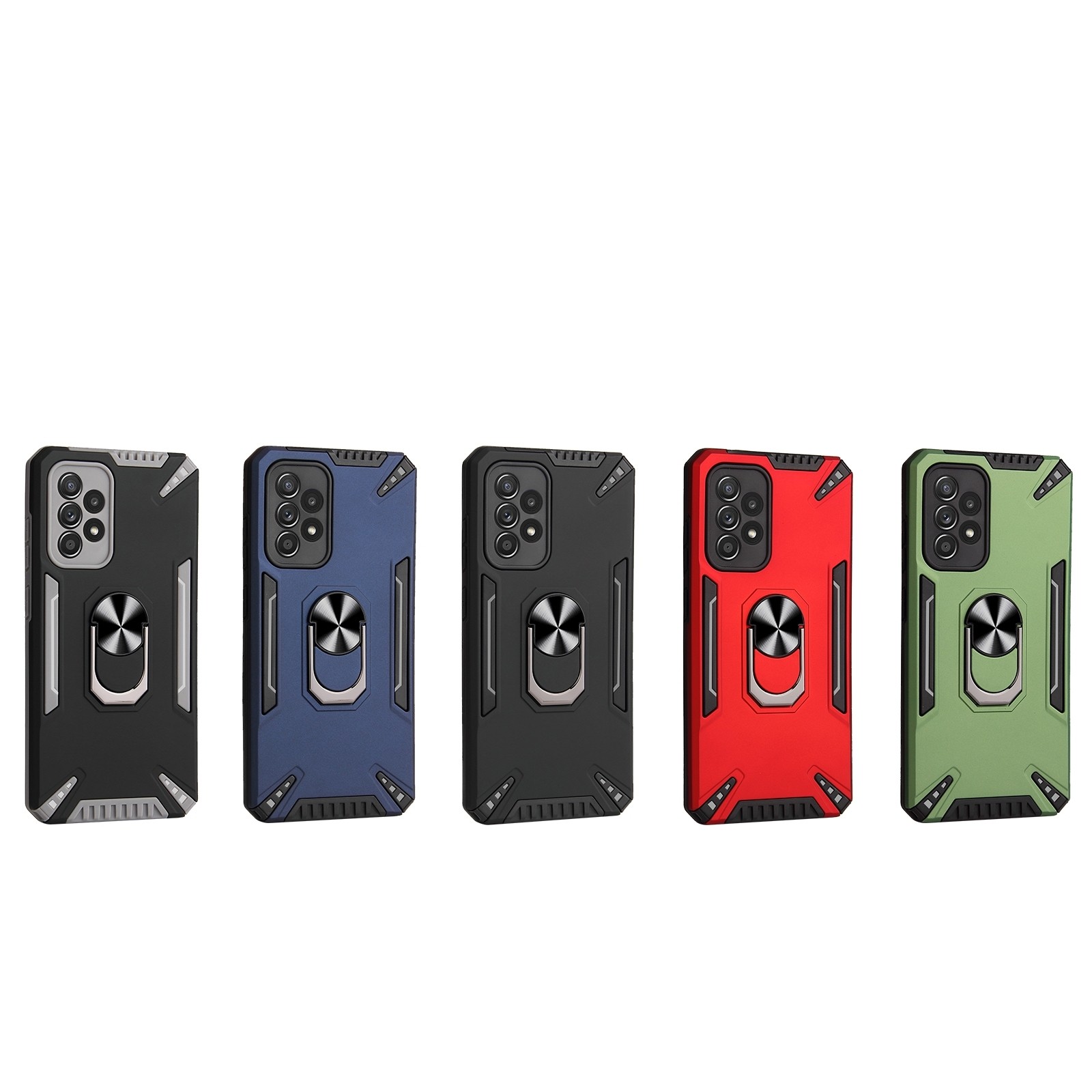 Samsung Galaxy A72 4G / A72 5G Θήκη Μαύρη Με Σταντ PC + TPU Protective Case with Ring Holder Black