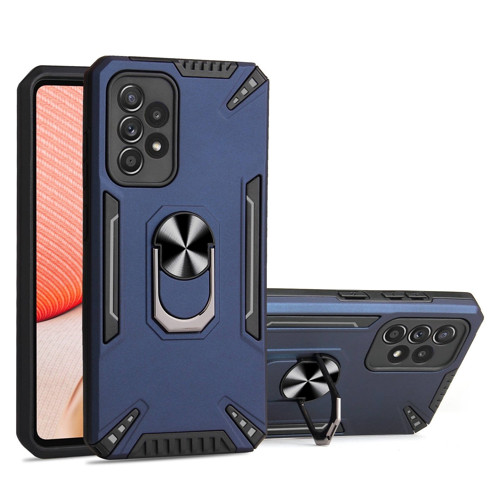 Samsung Galaxy A72 4G / A72 5G Θήκη Μπλε Με Σταντ PC + TPU Protective Case with Ring Holder Royal Blue