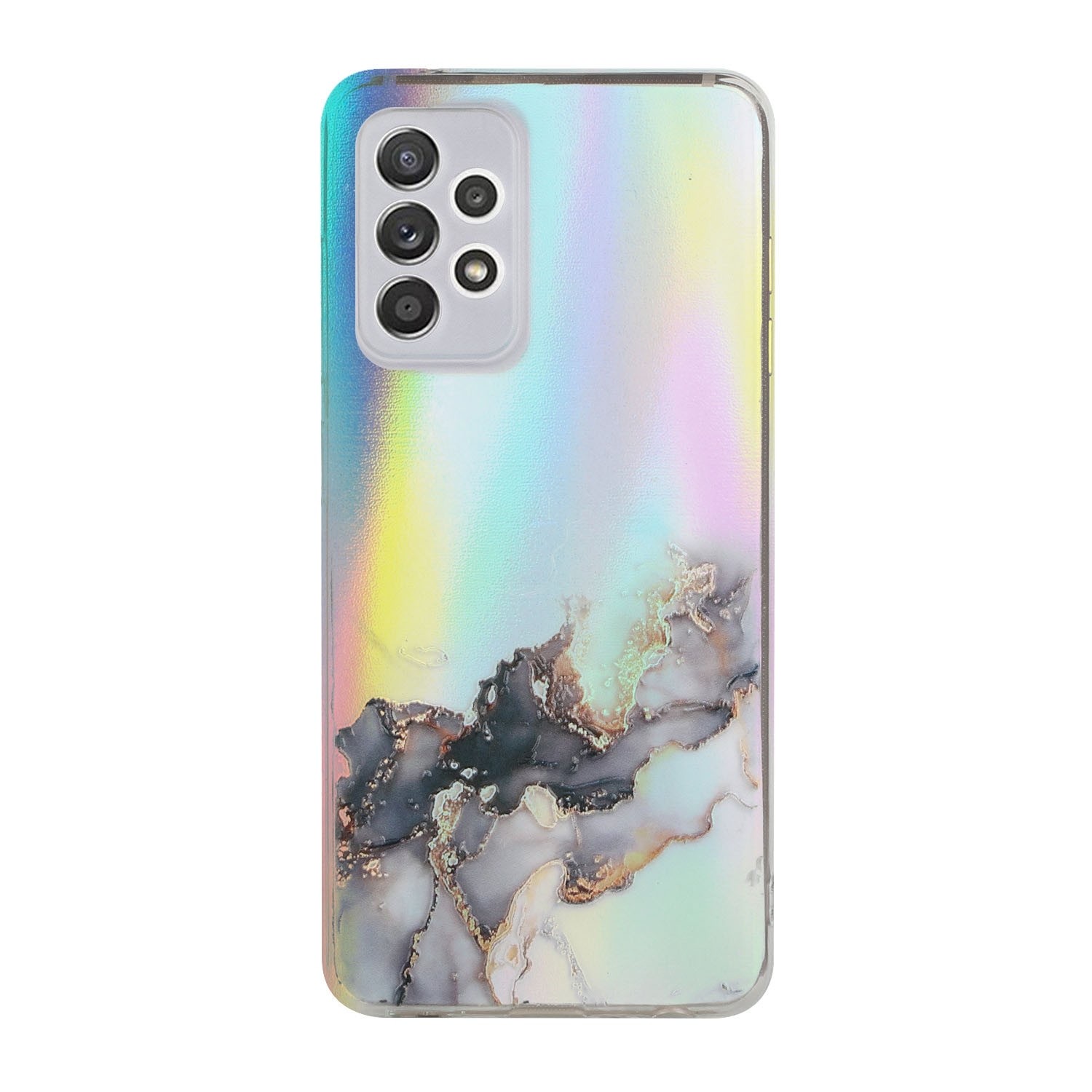 Samsung Galaxy A72 4G / A72 5G Θήκη Σιλικόνης Μάρμαρο Laser Marble Pattern Clear TPU Shockproof Protective Case Black