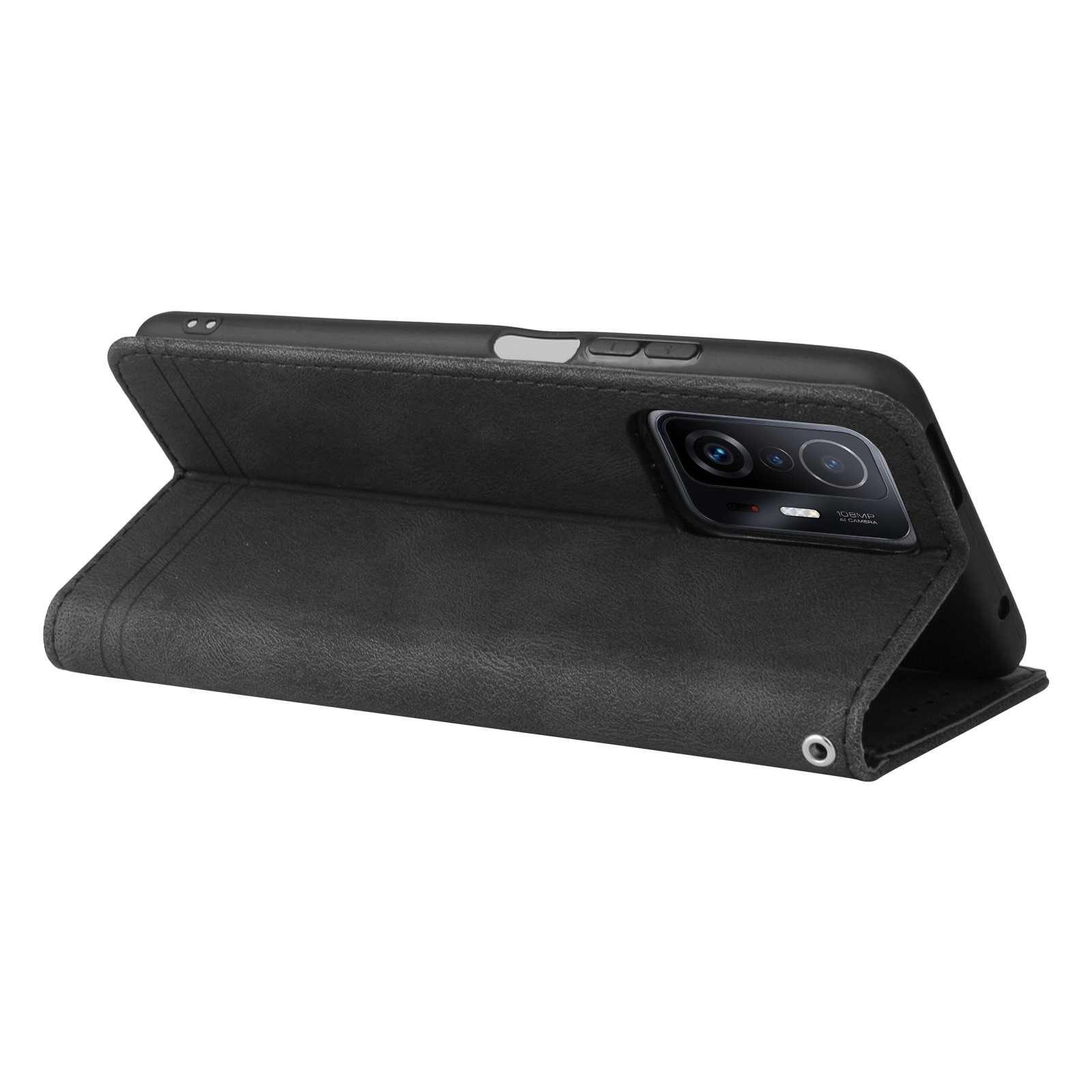Θήκη Xiaomi 11T / 11T Pro Βιβλίο Μαύρο Skin Feel Life Tree Metal Button Horizontal Flip Leather Case Black