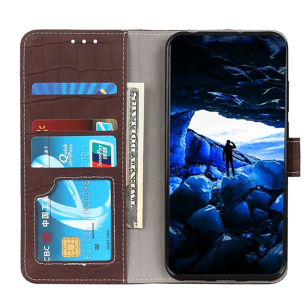 Θήκη Samsung Galaxy A22 4G / M32 4G Crocodile Βιβλίο Καφέ Texture Horizontal Flip Leather Case Brown