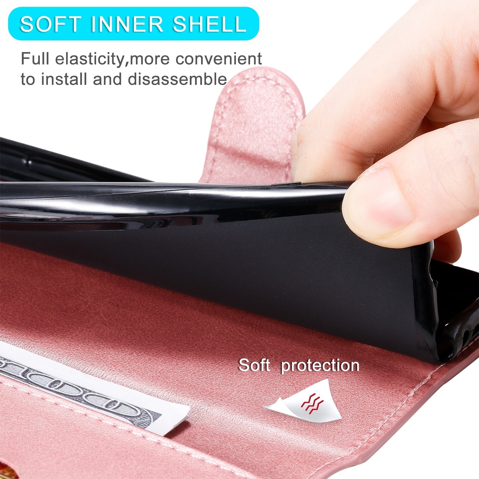 Θήκη Realme GT 5G Βιβλίο Ροζ - Χρυσό Classic Calf Texture Horizontal Flip PU Leather Case with Holder Rose - Gold