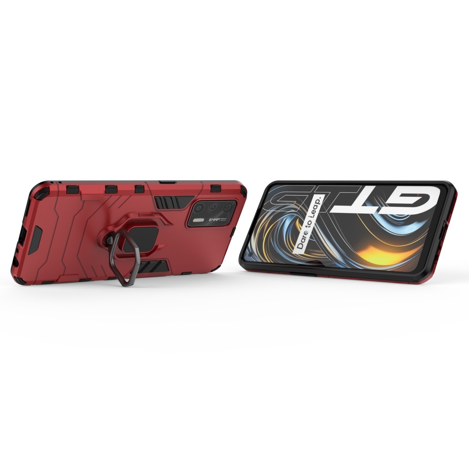 Σκληρή Θήκη Realme GT 5G Με Σταντ Κόκκινη TPU Shockproof with Magnetic Ring Holder Red