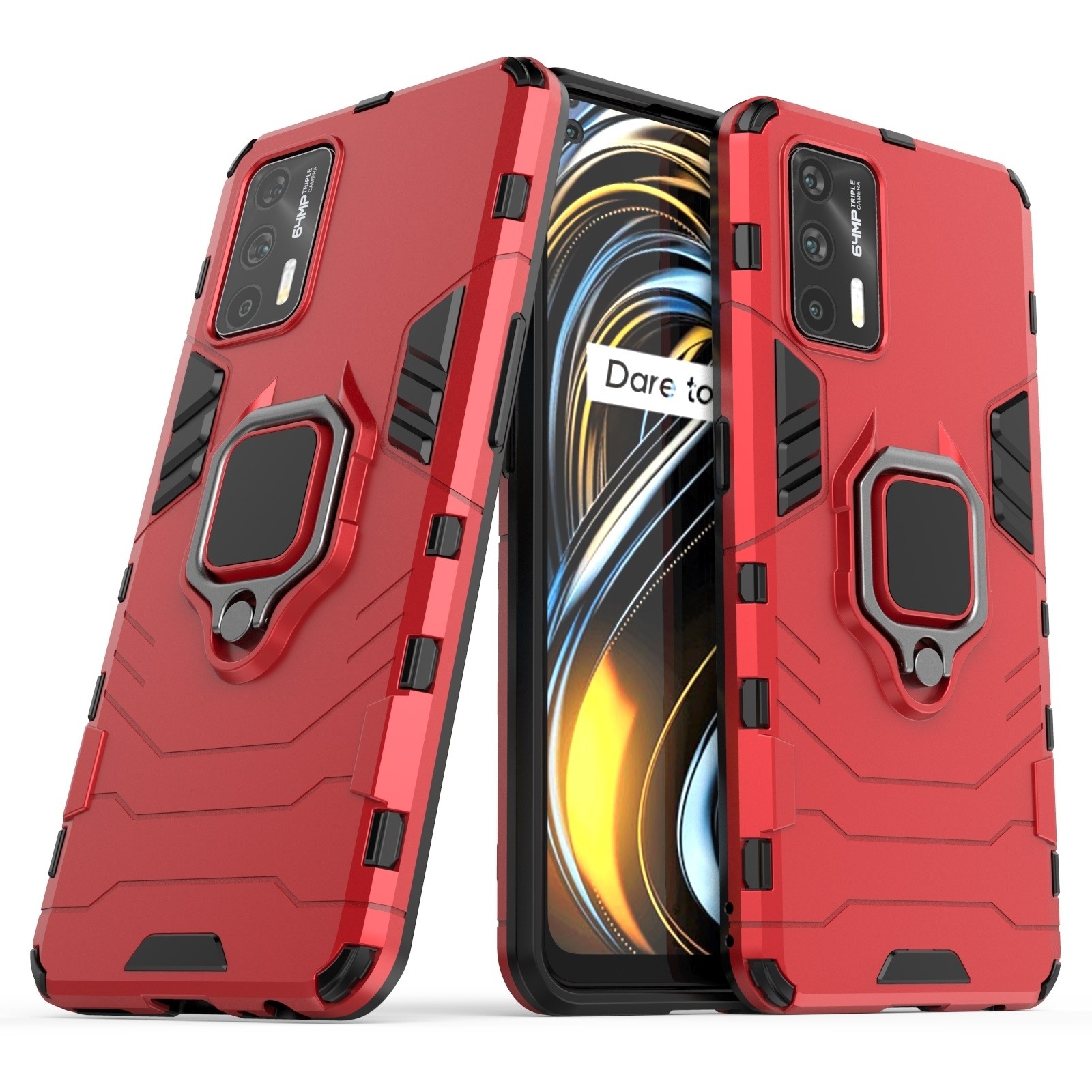 Σκληρή Θήκη Realme GT 5G Με Σταντ Κόκκινη TPU Shockproof with Magnetic Ring Holder Red