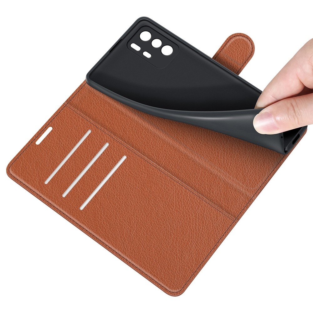 Xiaomi Poco X3 GT Θήκη Βιβλίο Καφέ Litchi Texture Horizontal Flip Case Brown