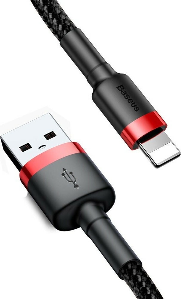 Baseus Καλώδιο Cafule Braided USB to Lightning Cable Μαύρο - Κόκκινο 3m (CALKLF-R91)