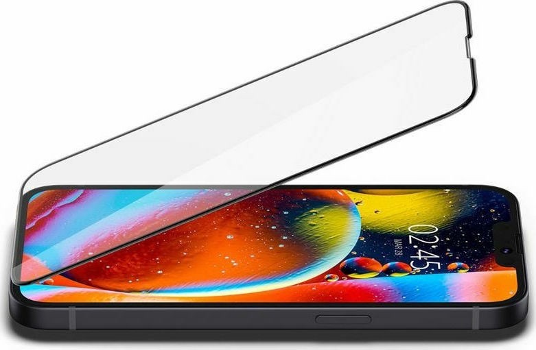 iPhone 14 / 13 / 13 Pro Προστατευτικό Τζαμάκι Μαύρο Spigen® GLAS.tR™ Full Cover Slim HD AGL03392 Premium Tempered Glass
