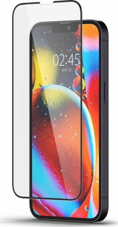 iPhone 14 / 13 / 13 Pro Προστατευτικό Τζαμάκι Μαύρο Spigen® GLAS.tR™ Full Cover Slim HD AGL03392 Premium Tempered Glass