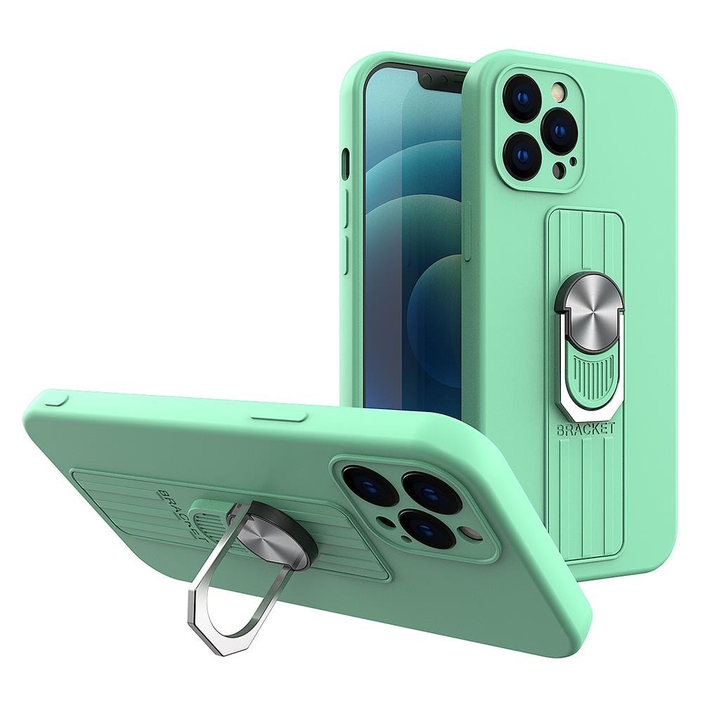 Samsung Galaxy A22 4G / M32 4G Θήκη Σιλικόνης Βεραμάν Ring Case Silicone Case with Finger Grip and Stand Mint